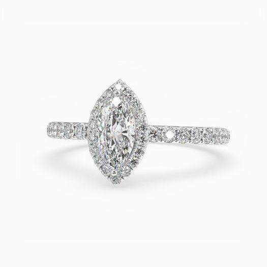 18k White Gold 1ct D VVS1 Halo Marquise Engagement Ring Elara