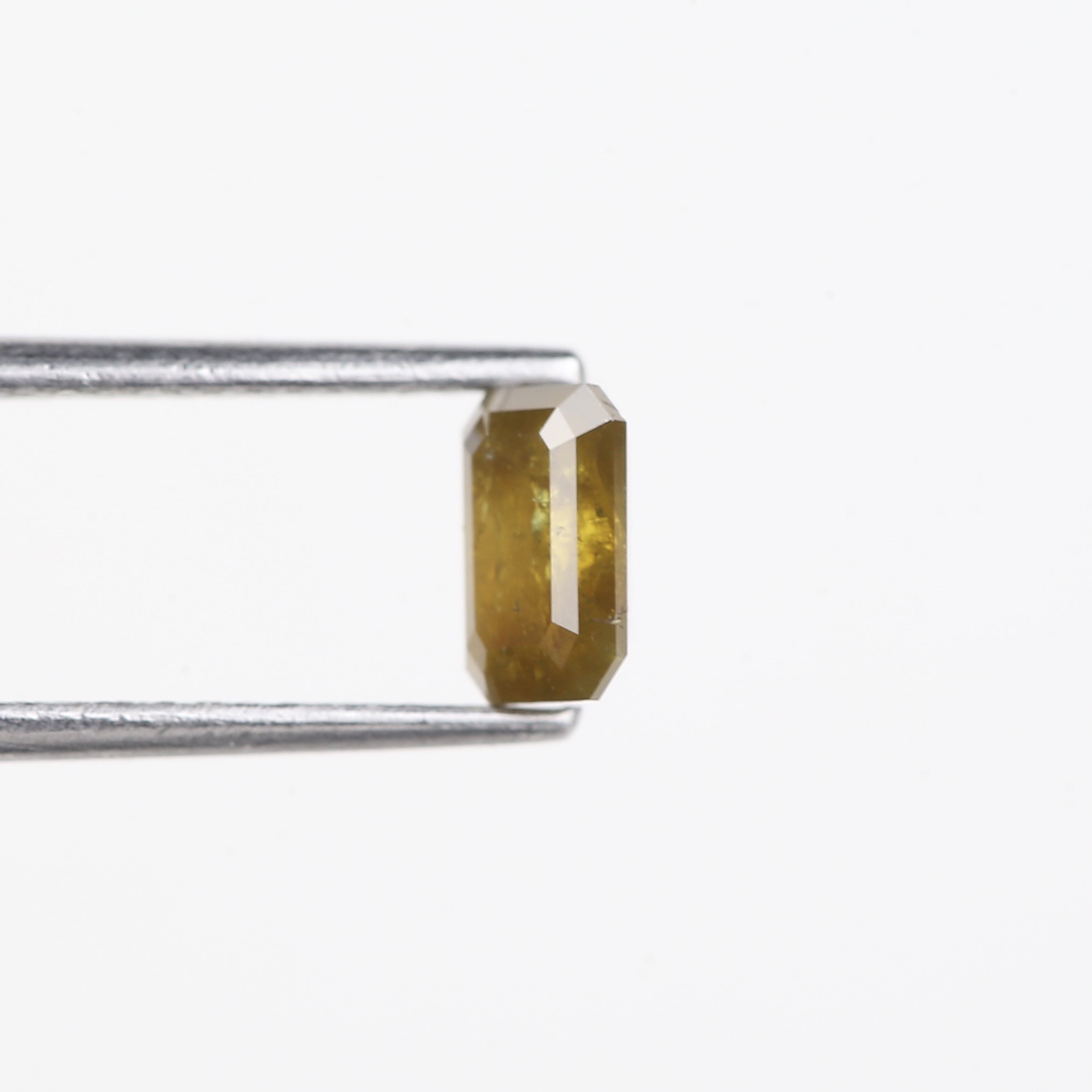 0.72 Carat Natural Yellow Emerald Cut Salt And Pepper Diamond 6.16 MM
