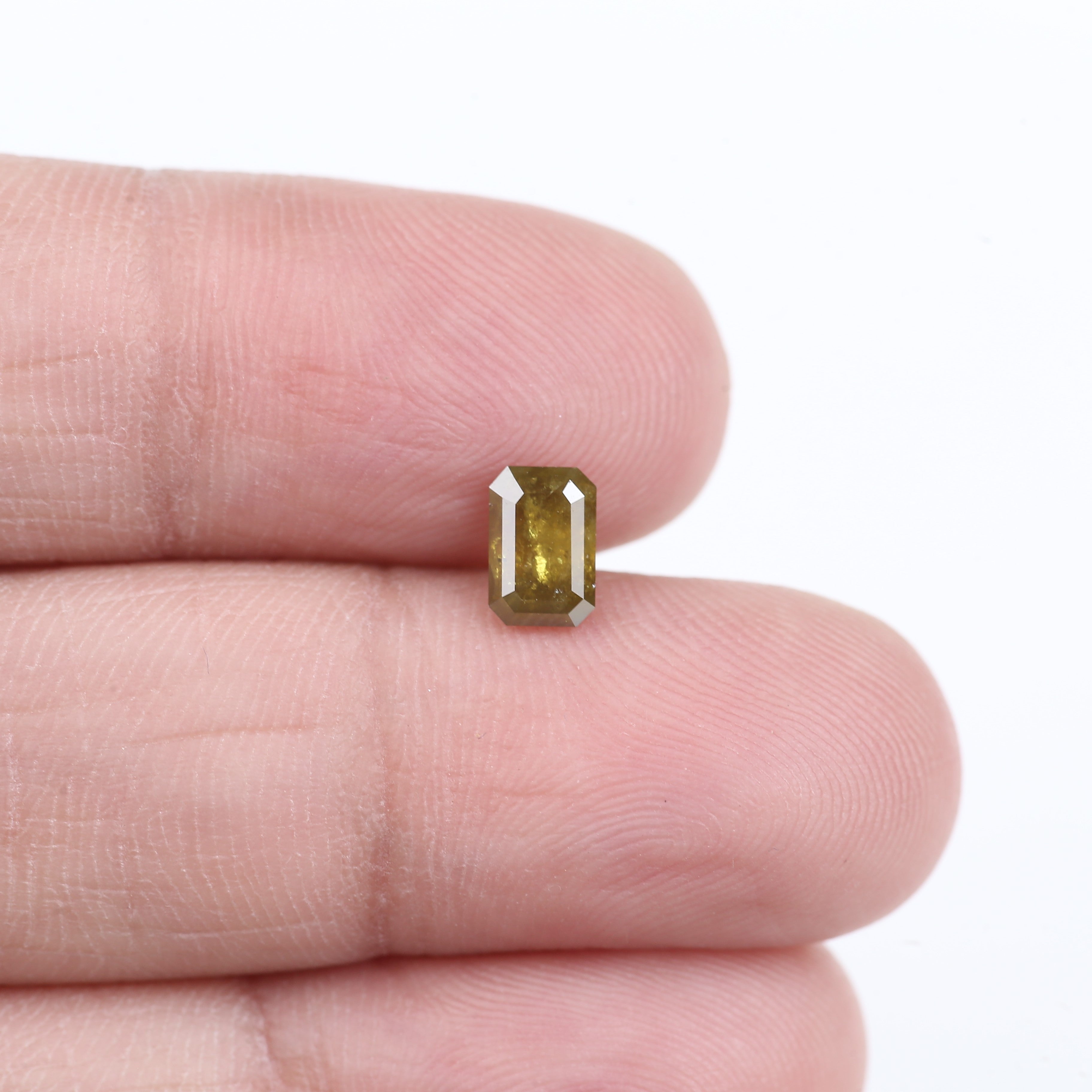 0.72 Carat Natural Yellow Emerald Cut Salt And Pepper Diamond 6.16 MM