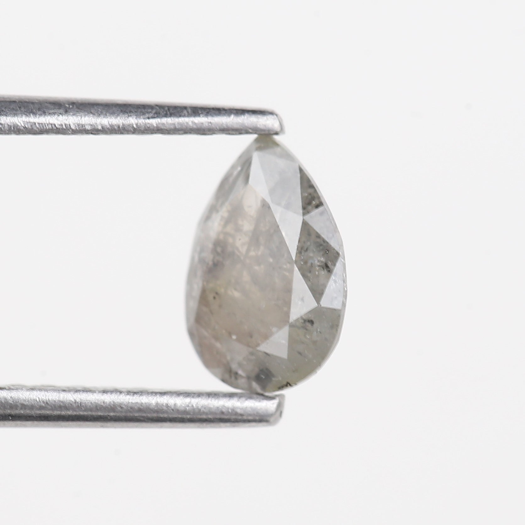 0.57 Carat Natural Grey Pear Salt And Pepper Diamond 6.82 MM