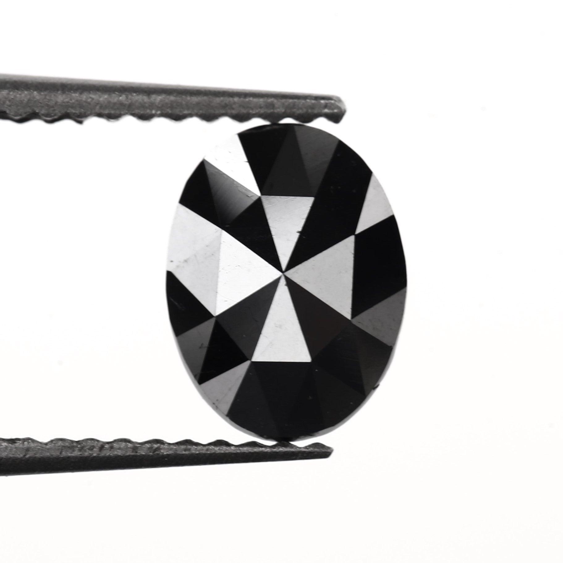 oval rose cut black diamond ring