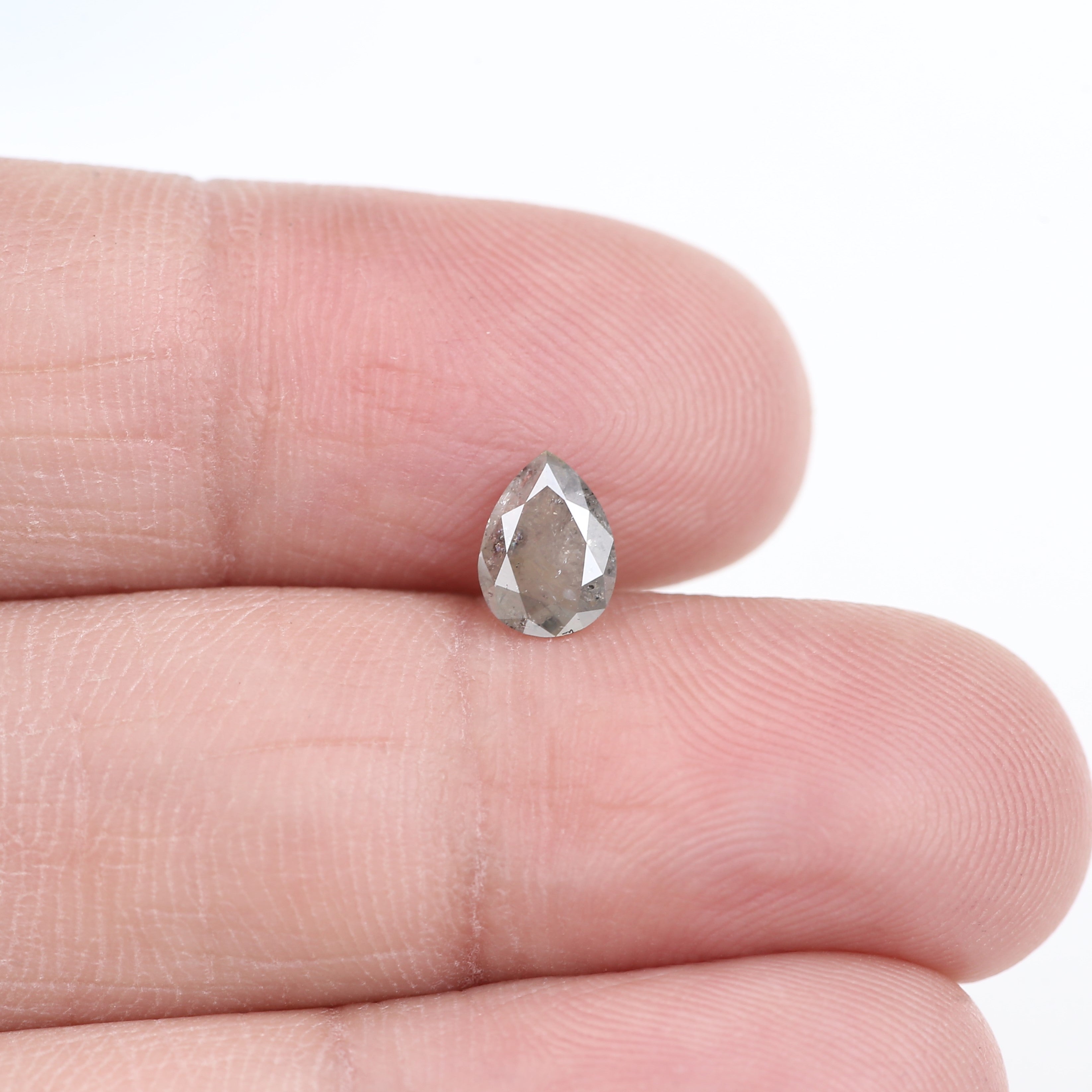 0.57 Carat Natural Grey Pear Salt And Pepper Diamond 6.82 MM