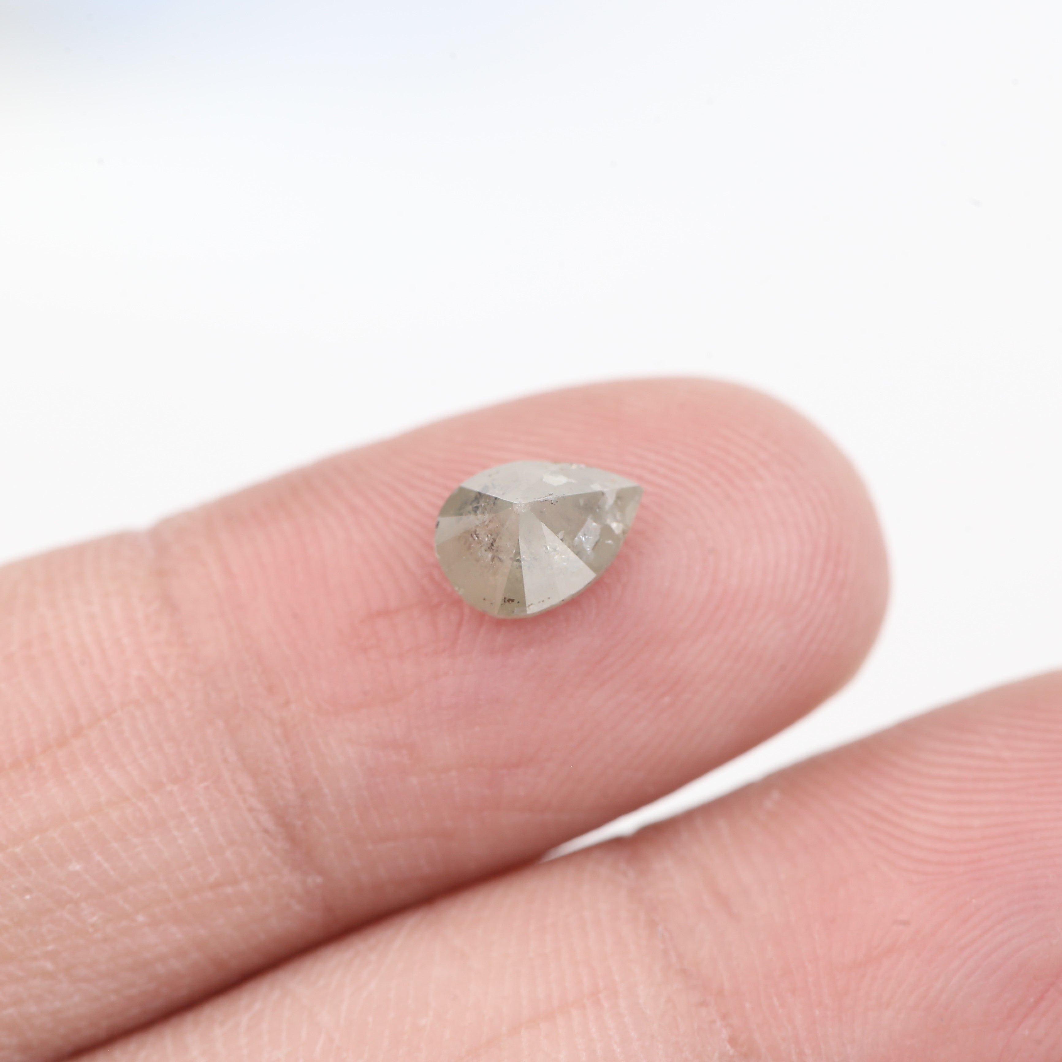 0.96 Carat Natural Gray Pear Shape Salt and Pepper Diamond 7.16 MM