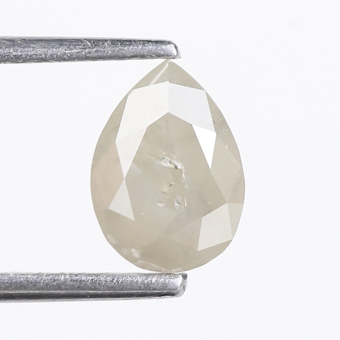 0.96 Carat Natural Opalescent Pear Shape Salt and Pepper Diamond 7.66 MM