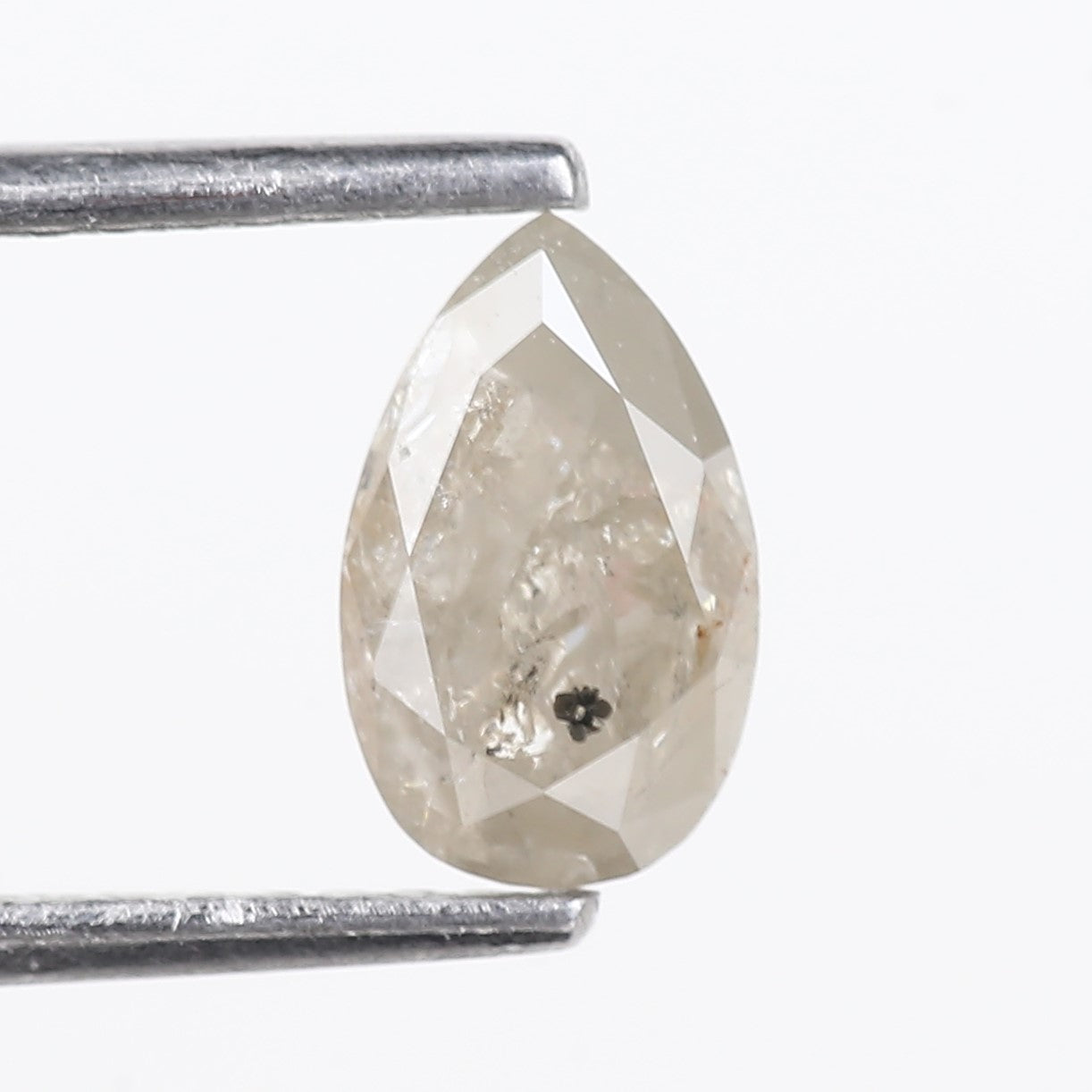 1.13 Carat Natural Icy Gray Pear Salt and Pepper Diamond 7.83 MM