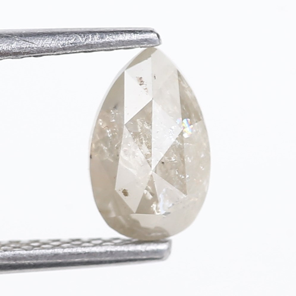 1.13 Carat Natural Icy Gray Pear Salt and Pepper Diamond 7.83 MM
