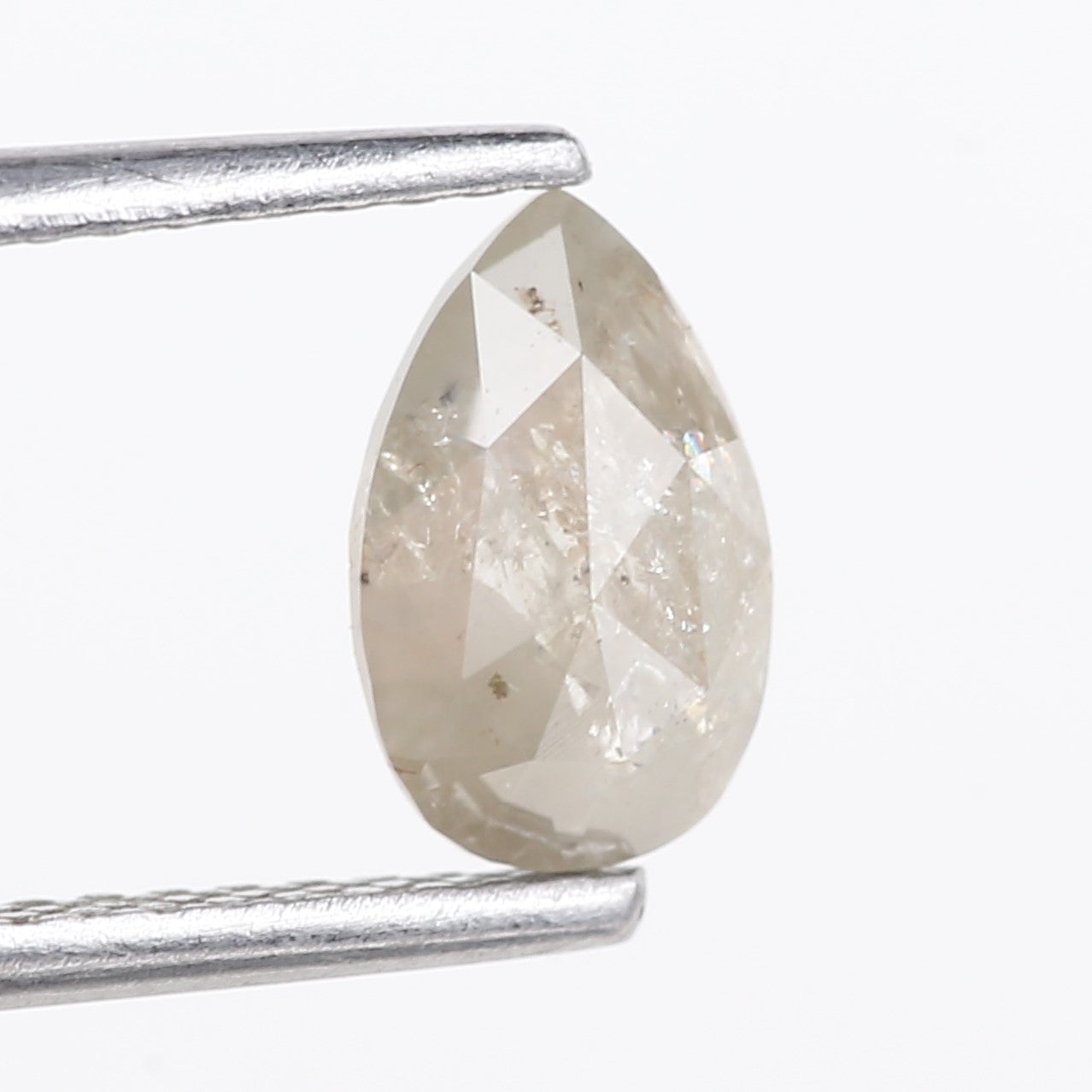 1.13 Carat Natural Icy Gray Pear Salt and Pepper Diamond 7.83 MM