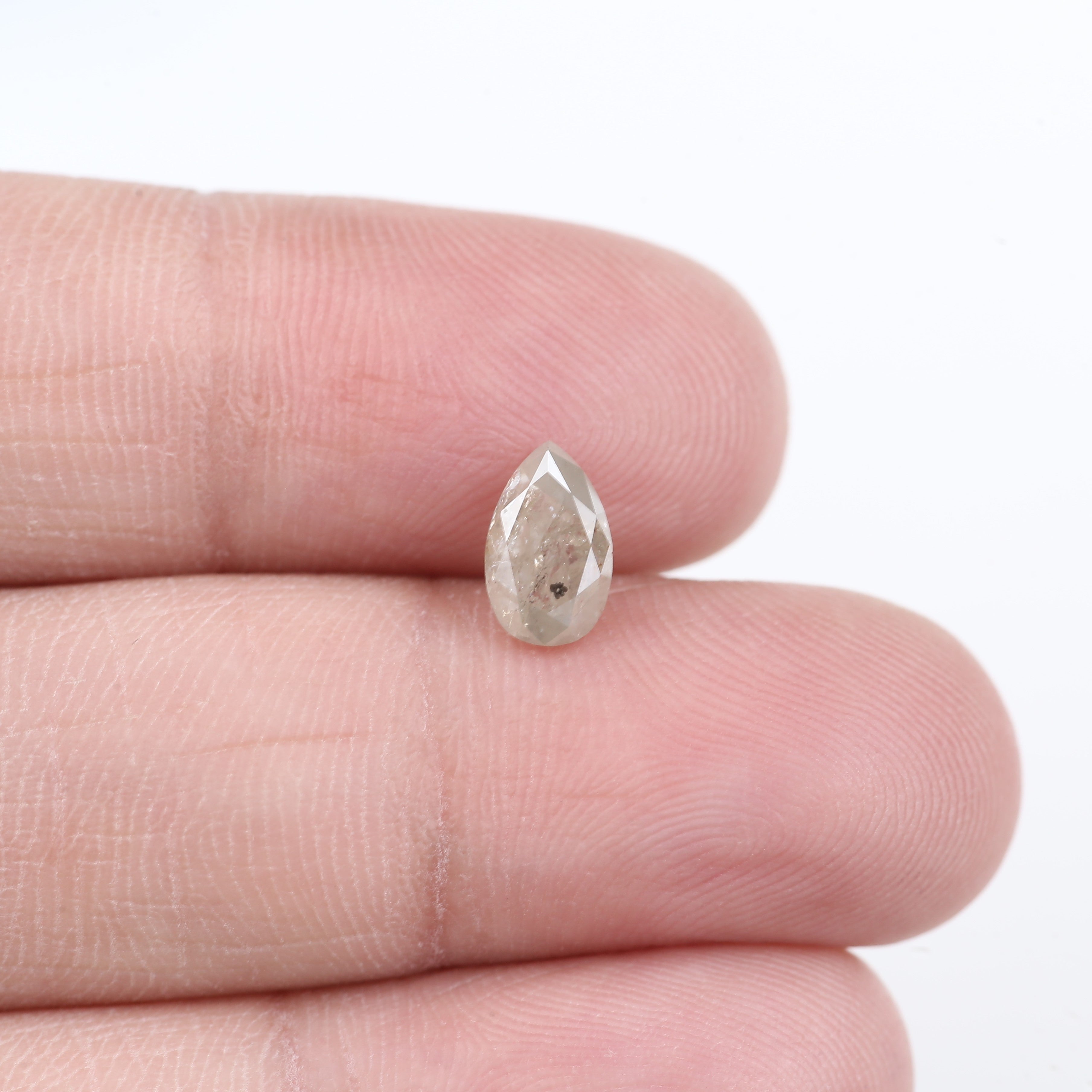 1.13 Carat Natural Icy Gray Pear Salt and Pepper Diamond 7.83 MM