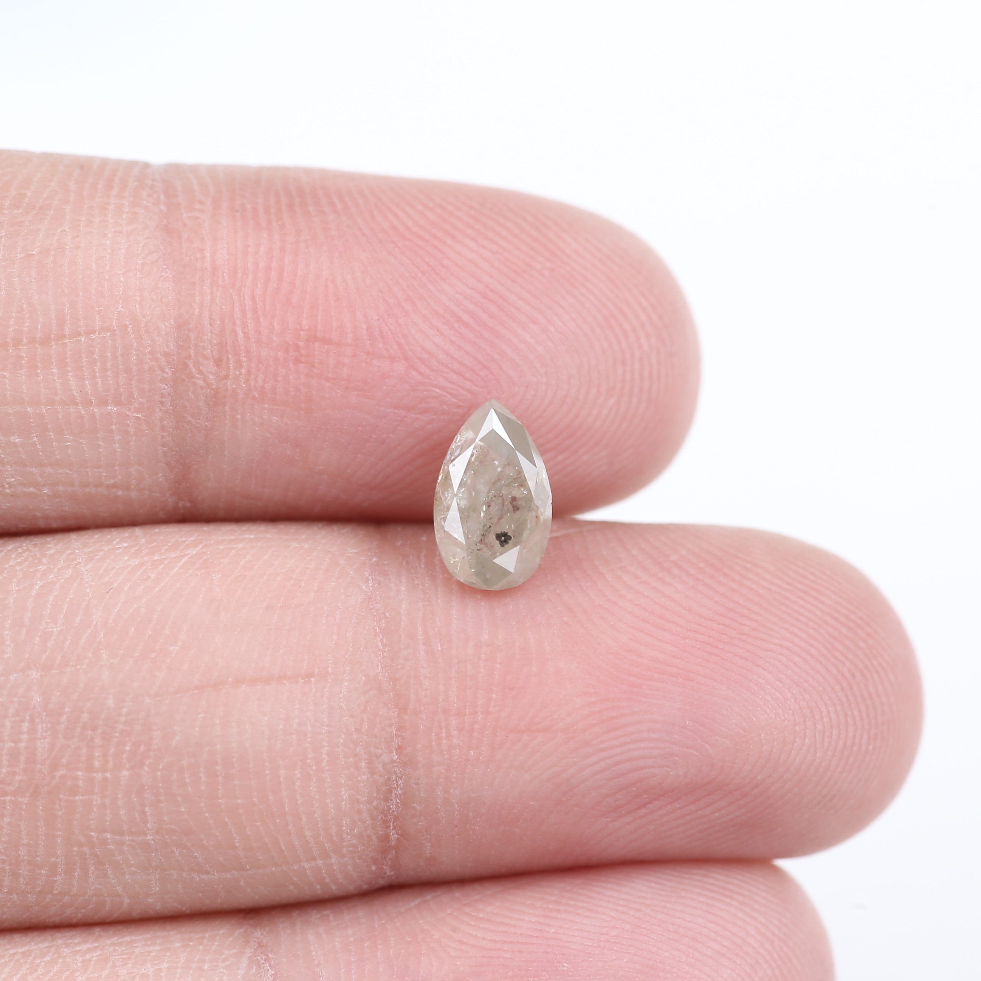 1.13 Carat Natural Icy Gray Pear Salt and Pepper Diamond 7.83 MM