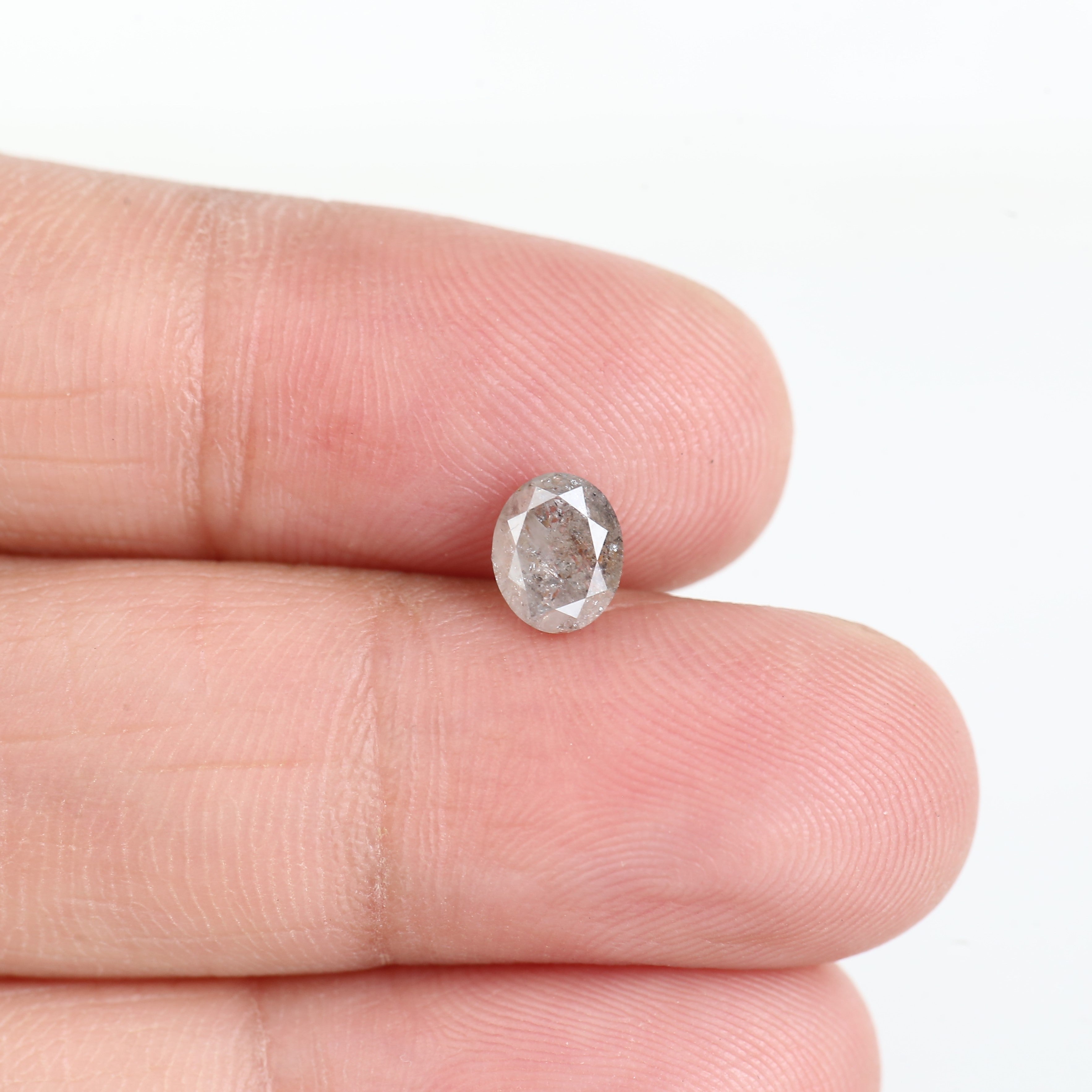 0.74 Ct Oval Cut Grey Salt and Pepper Diamond 6.2 MM