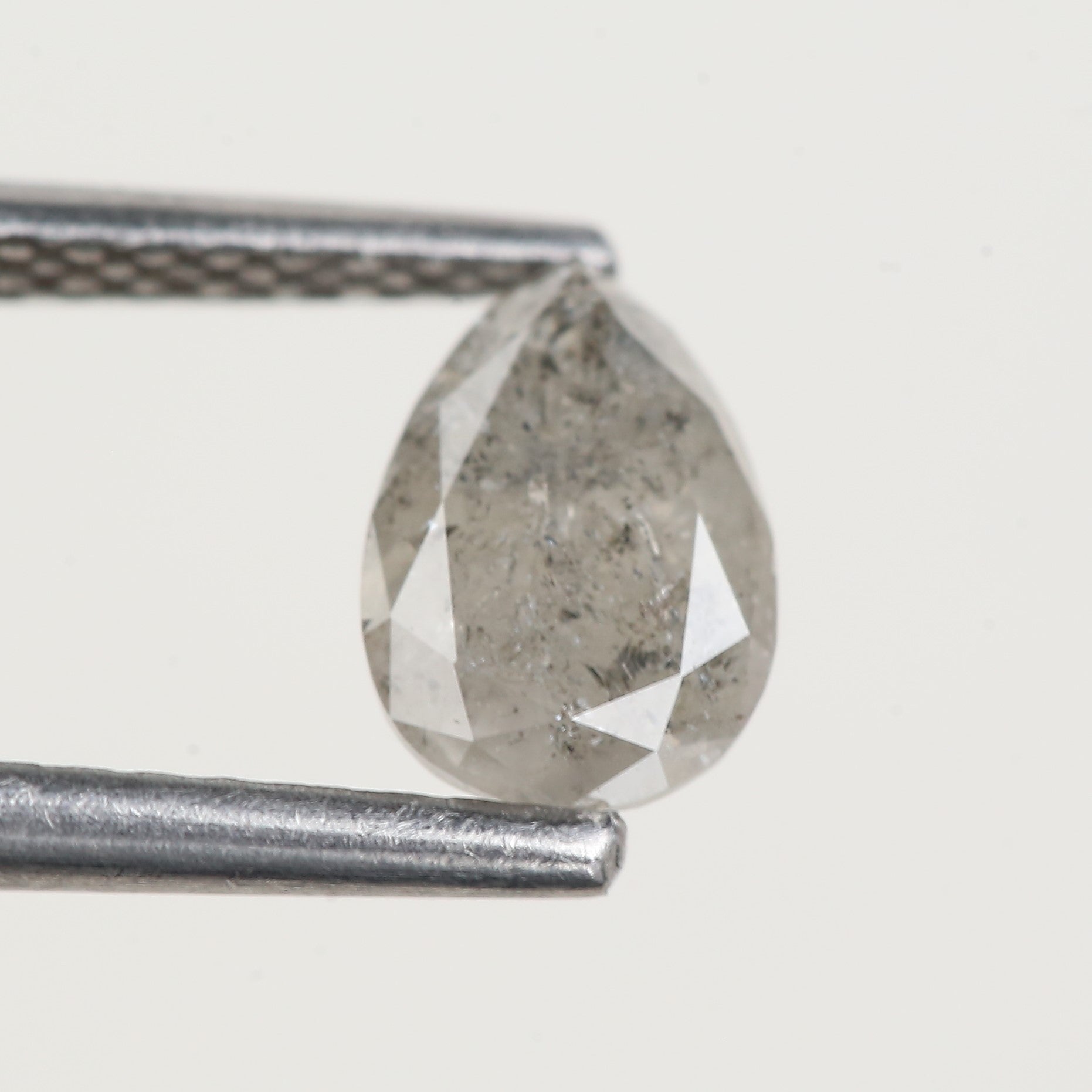 0.68 Ct Genuine Pear Salt and Pepper Diamond 6.8 MM