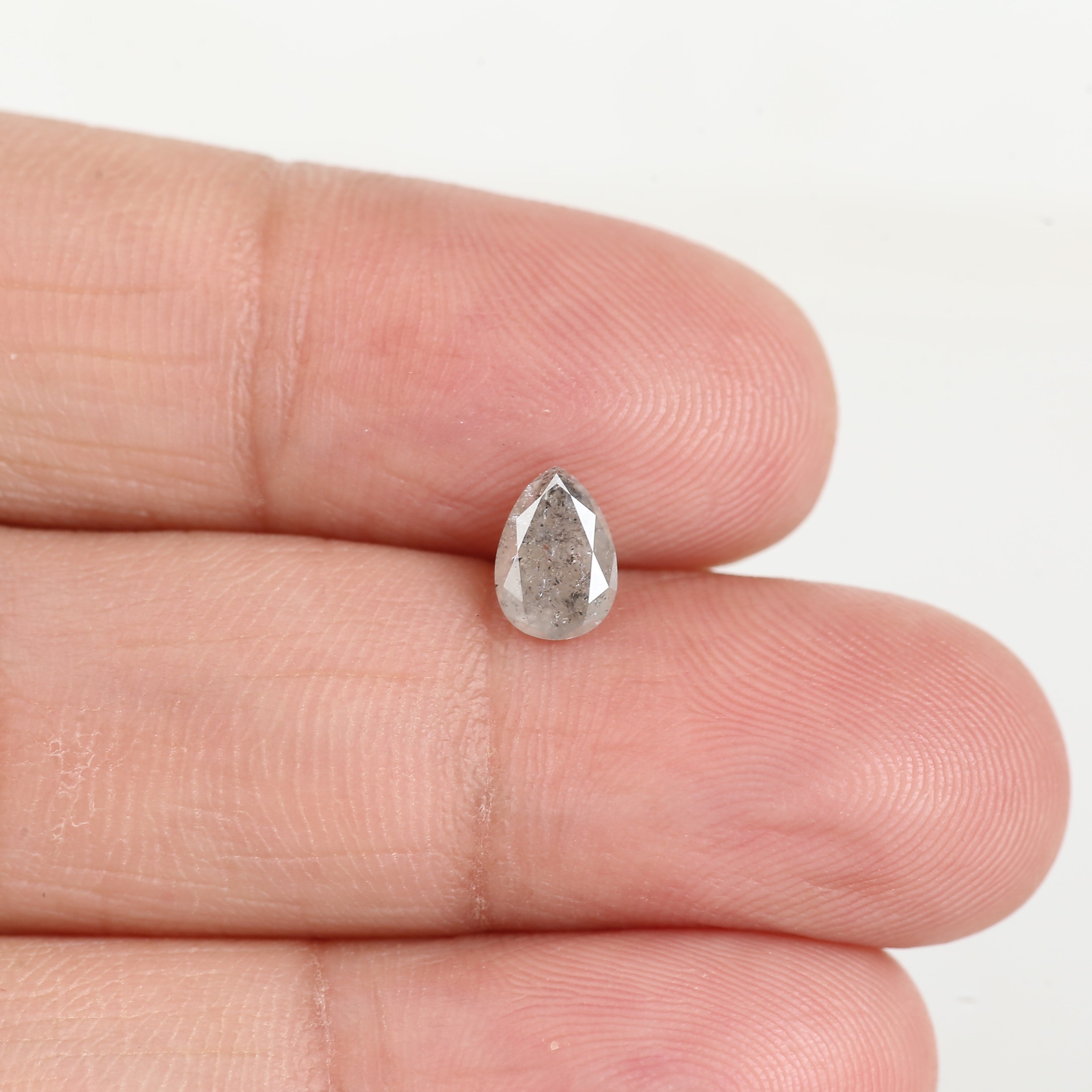 0.68 Ct Genuine Pear Salt and Pepper Diamond 6.8 MM