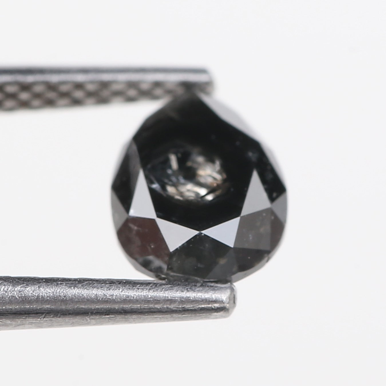 0.97 Carat Natural Black Pear Salt and Pepper Diamond 7.22 MM
