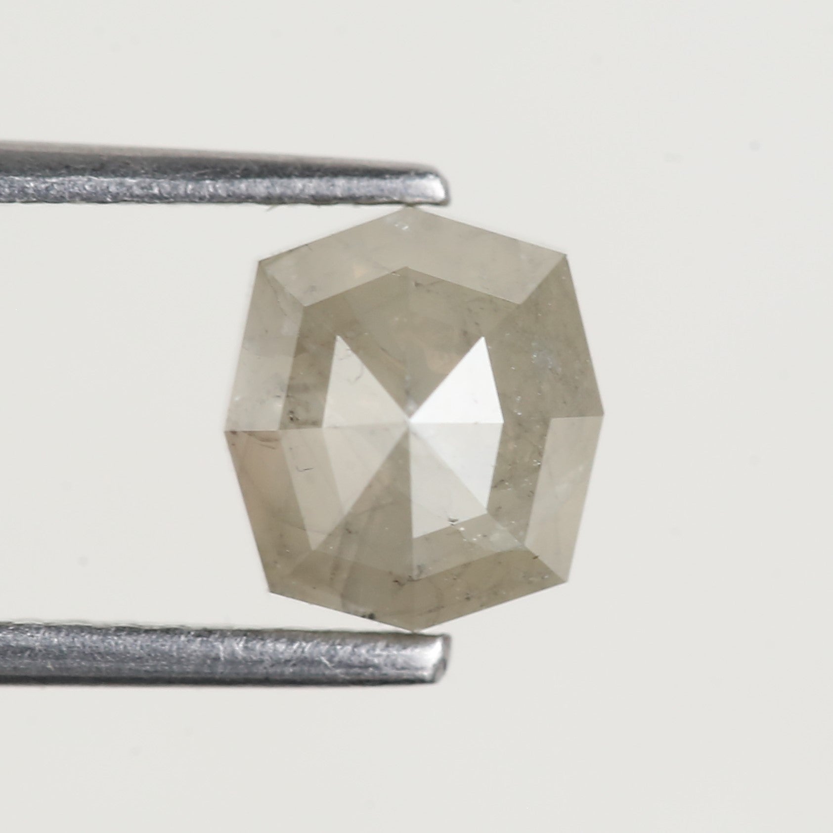 1.57 Carat Hexagon Grey Salt and Pepper Diamond 7.1 MM