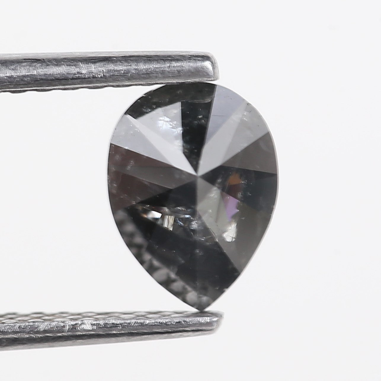 0.97 Carat Natural Black Pear Salt and Pepper Diamond 7.22 MM