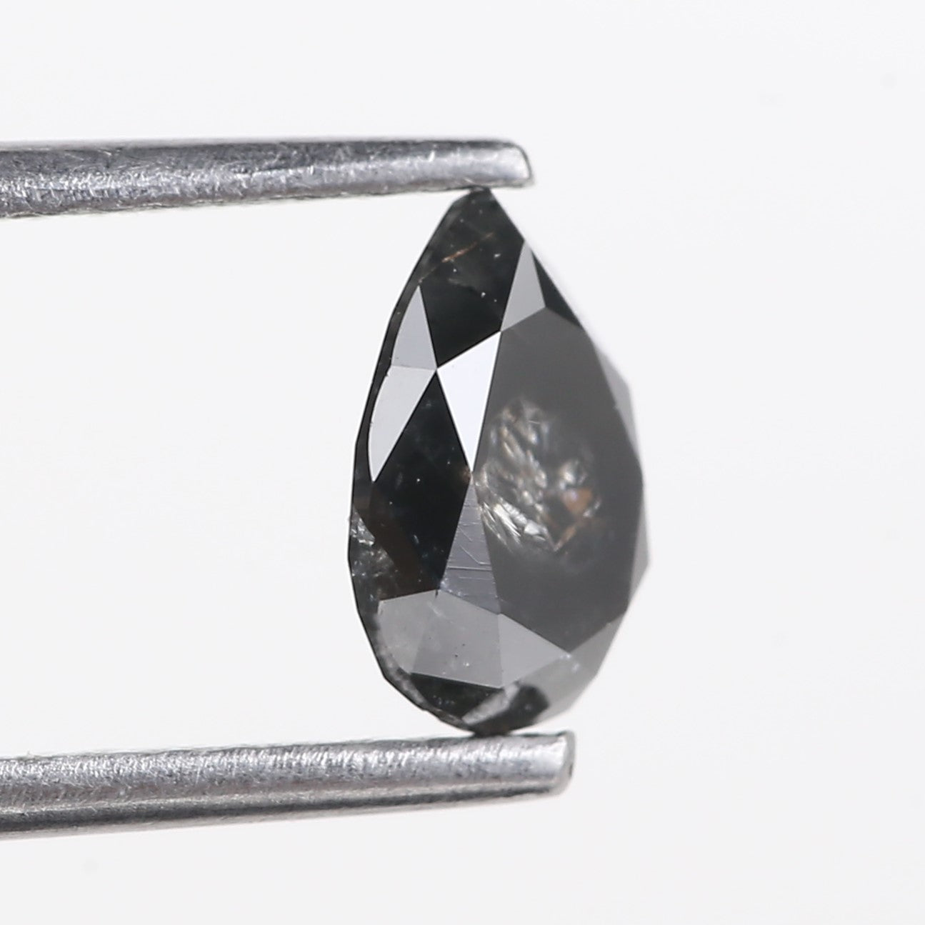 0.97 Carat Natural Black Pear Salt and Pepper Diamond 7.22 MM