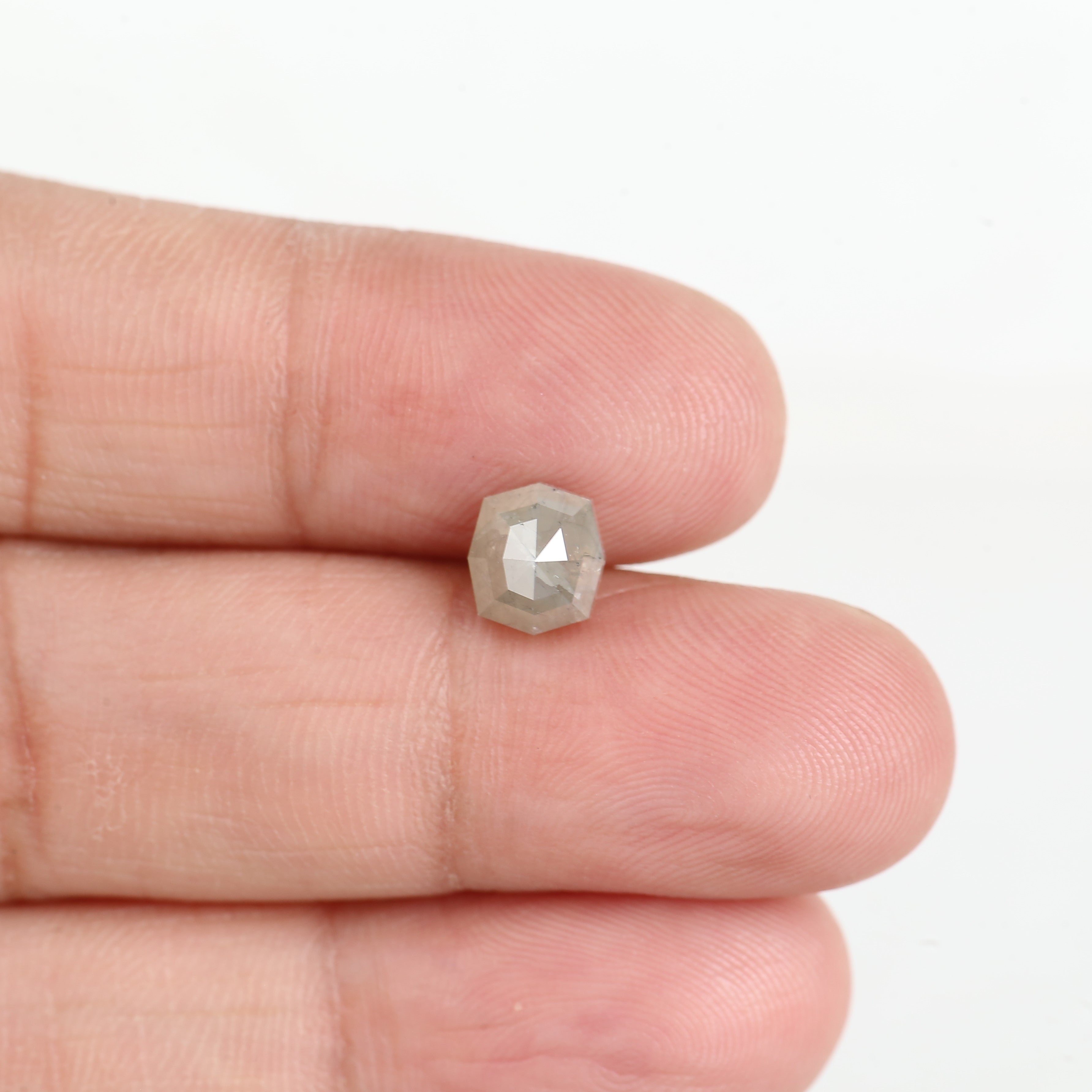 1.57 Carat Hexagon Grey Salt and Pepper Diamond 7.1 MM