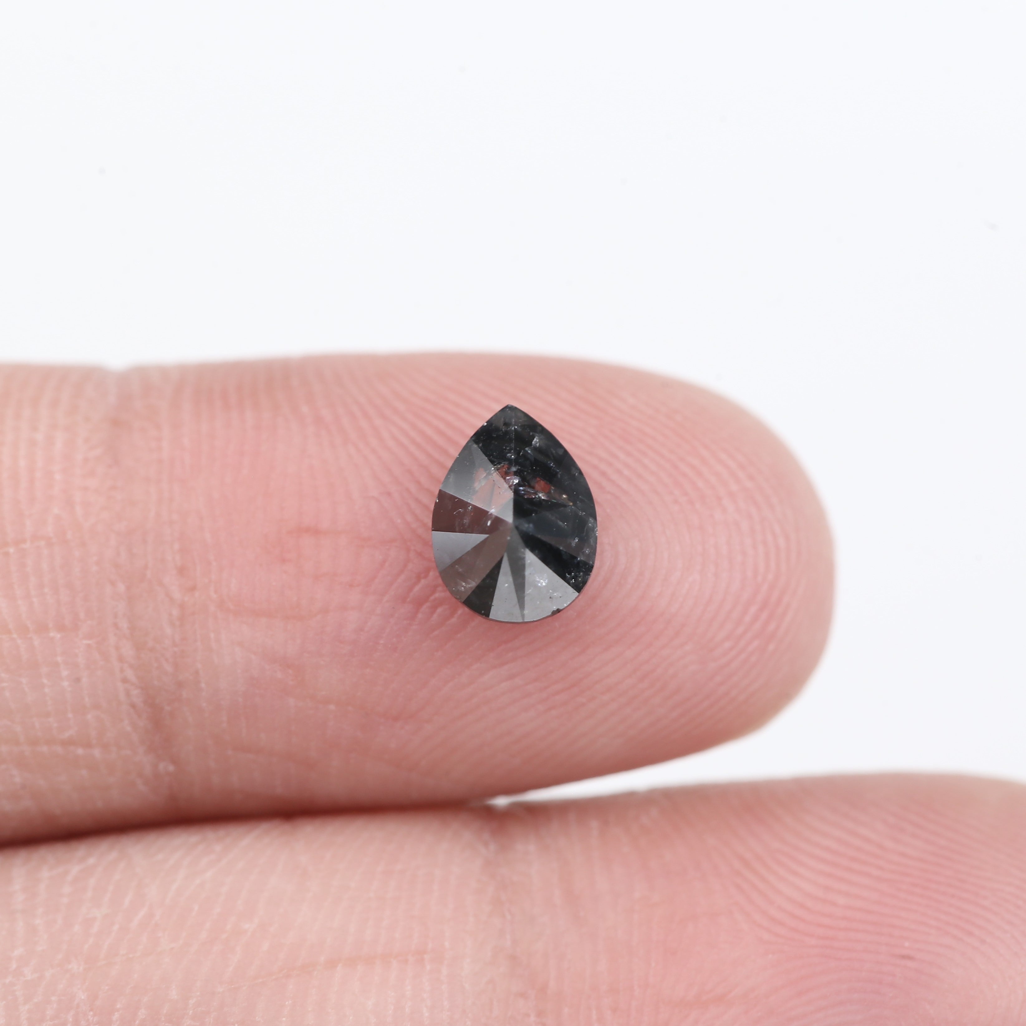 0.97 Carat Natural Black Pear Salt and Pepper Diamond 7.22 MM