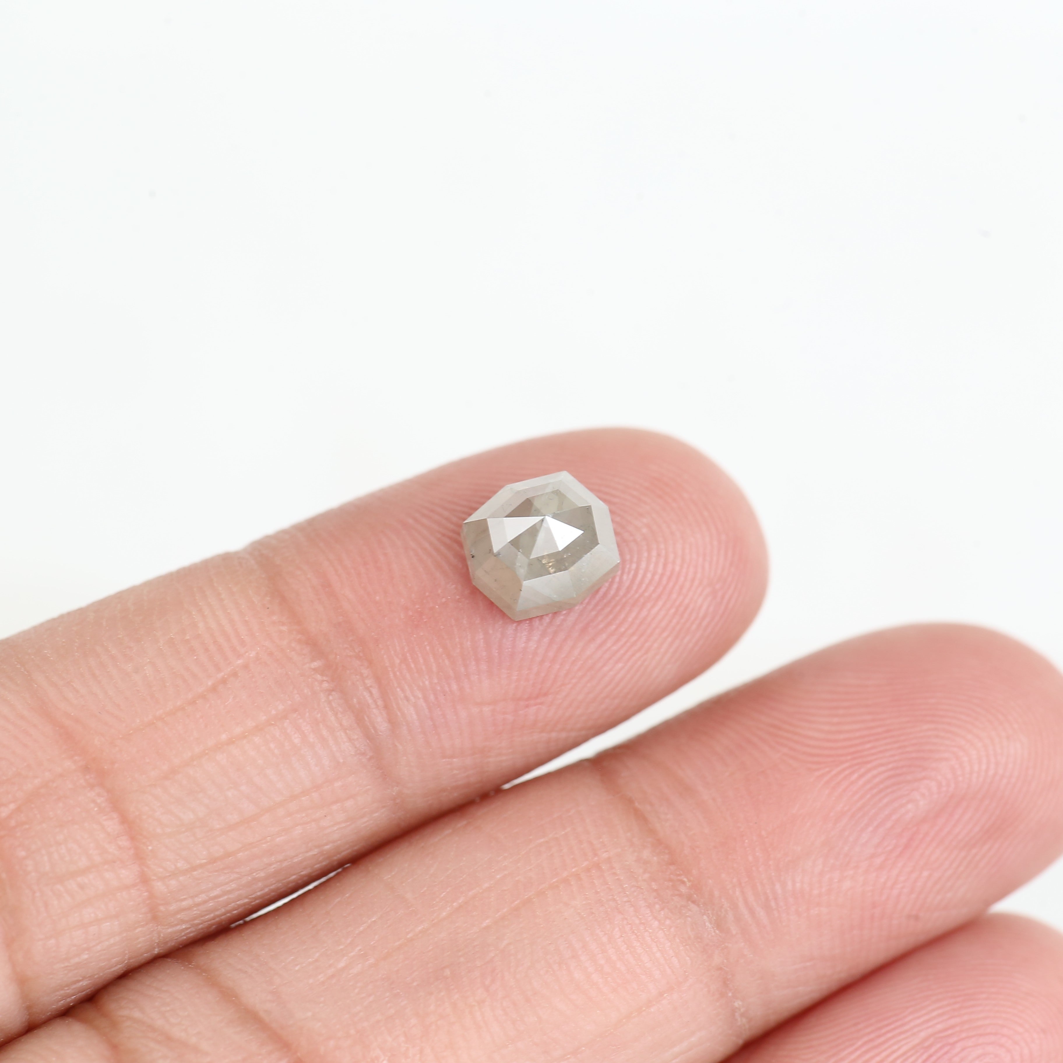 1.57 Carat Hexagon Grey Salt and Pepper Diamond 7.1 MM
