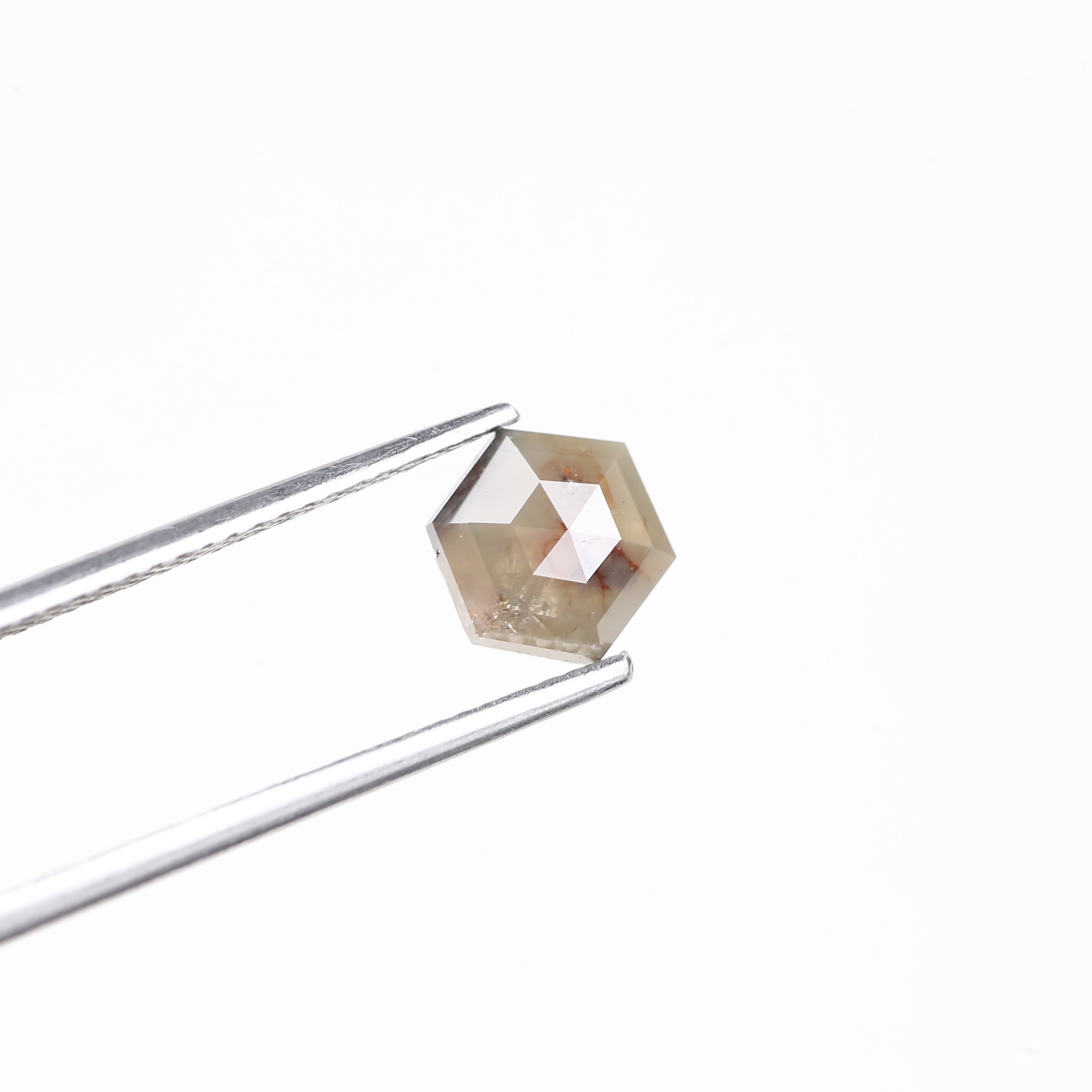 0.97 Carat Natural Salt And Pepper Brown Gray Hexagon Diamond 6.31 MM