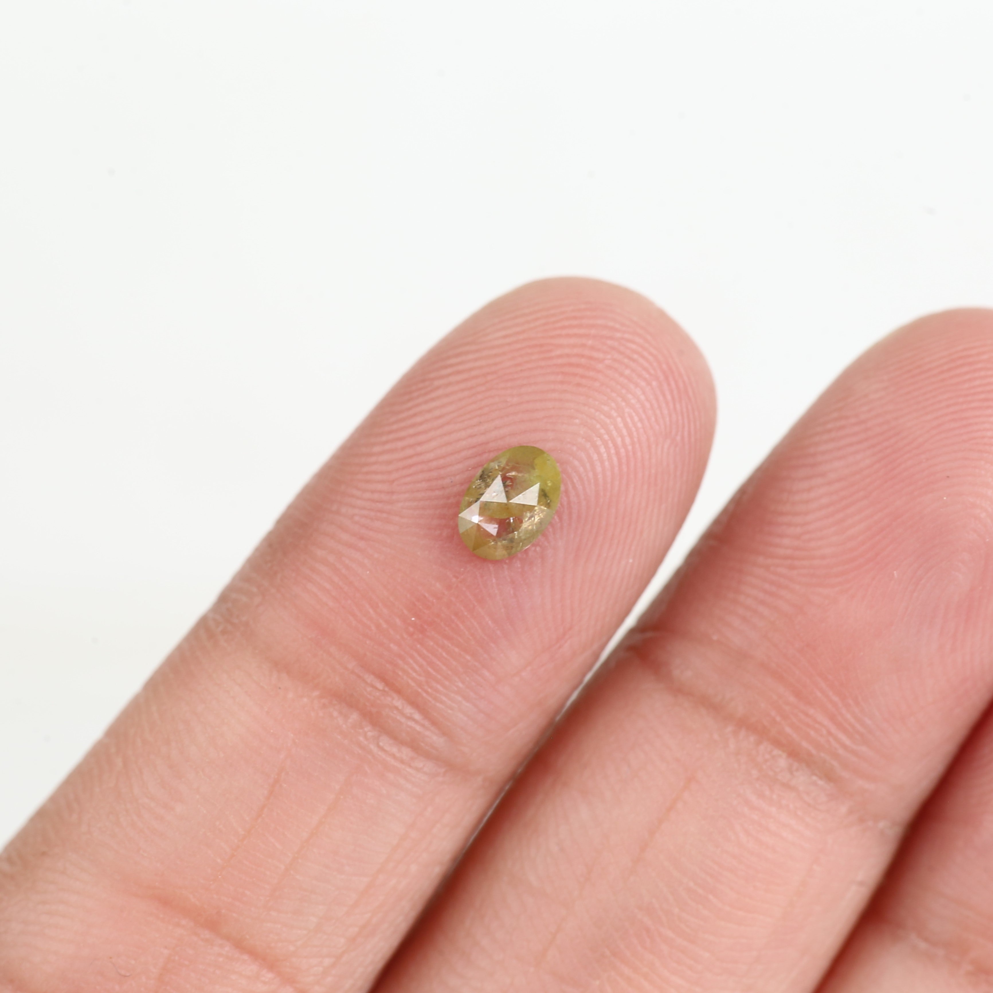 0.43 Ct Oval Salt and Pepper Yellow Natural Diamond 5.6 MM