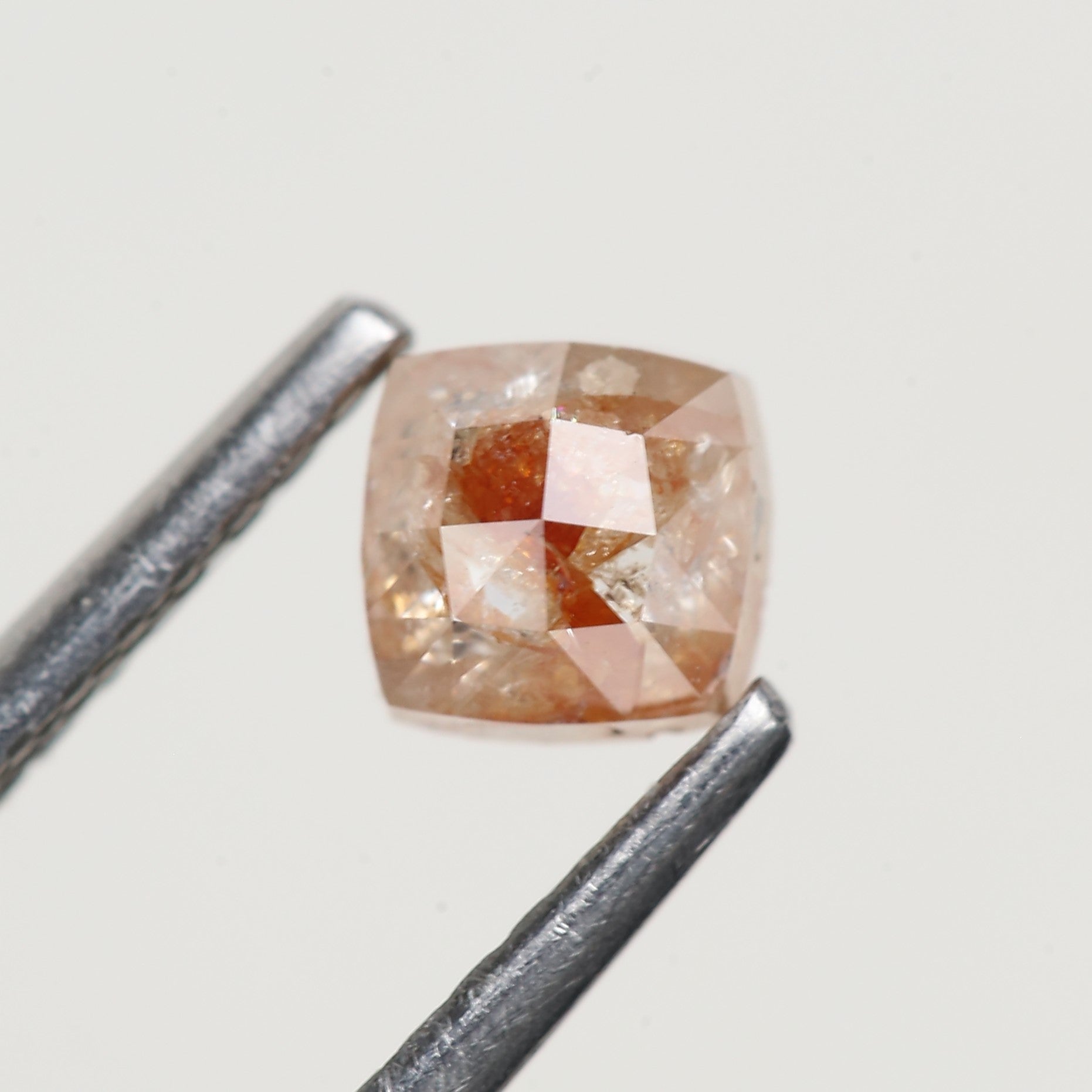 1.34 Ct Cushion Rose Cut Orange Salt and Pepper Diamond 6.4 MM