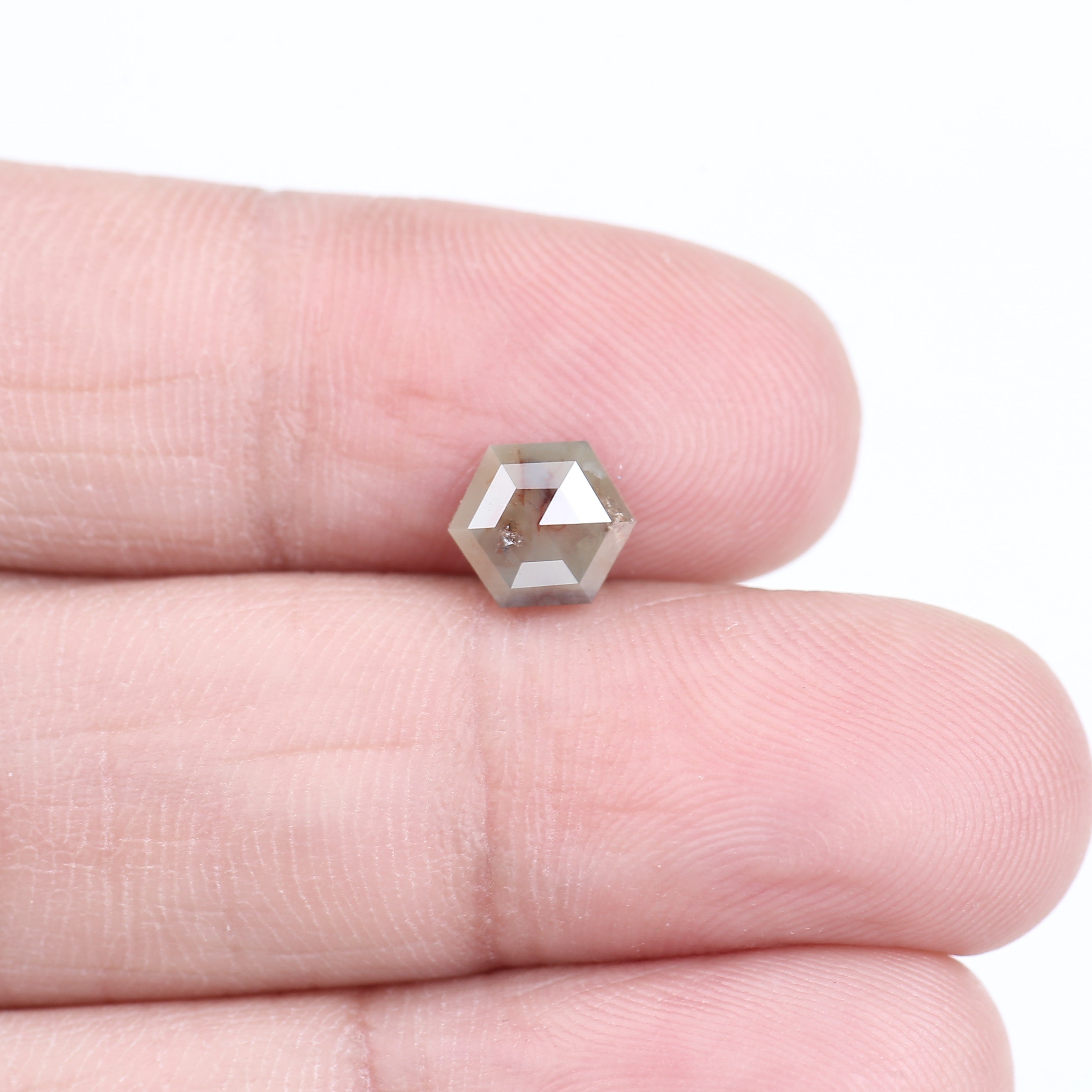 0.97 Carat Natural Salt And Pepper Brown Gray Hexagon Diamond 6.31 MM