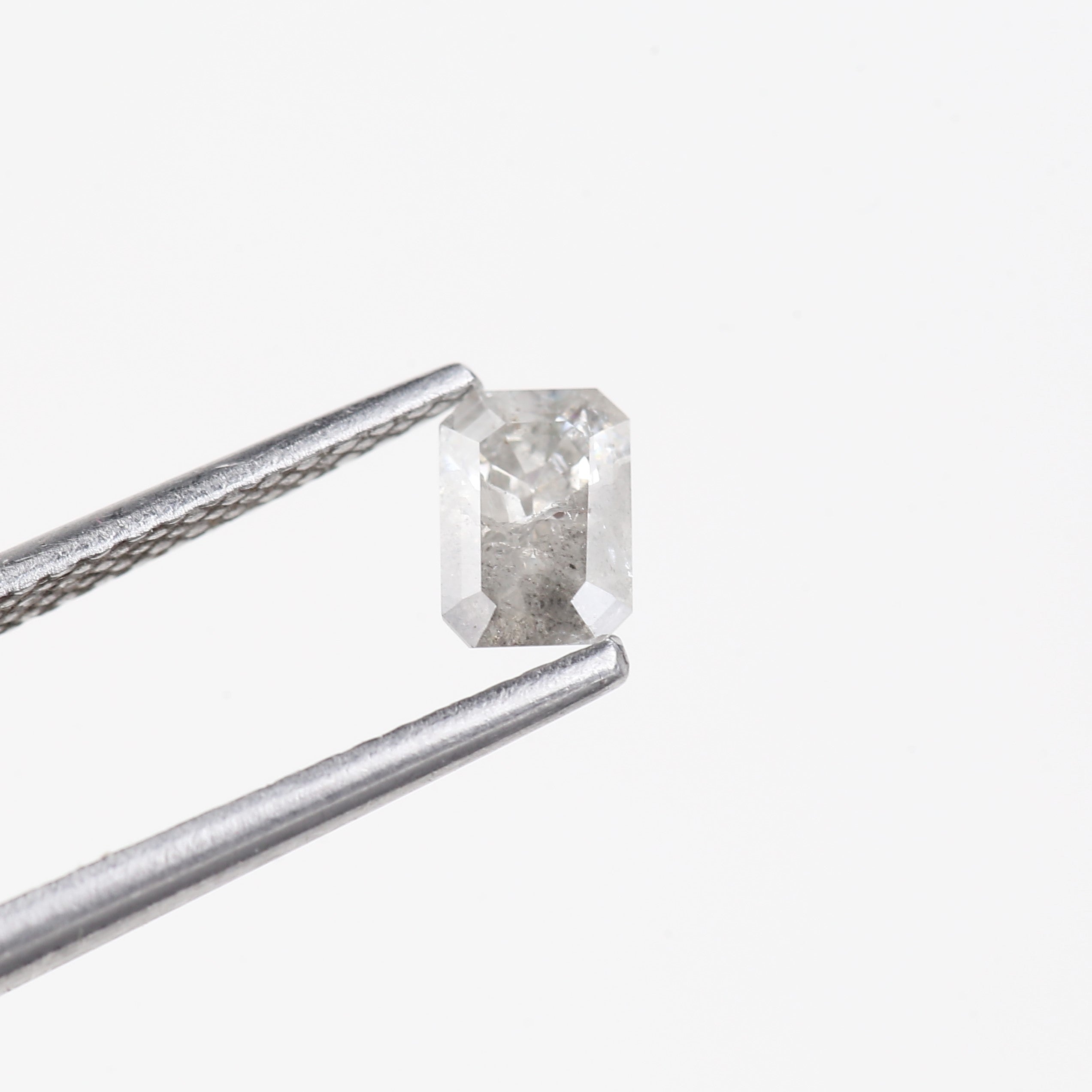 0.40 Carat Natural Salt And Pepper Diamond Icy Grey Emerald Diamond 5.24 MM