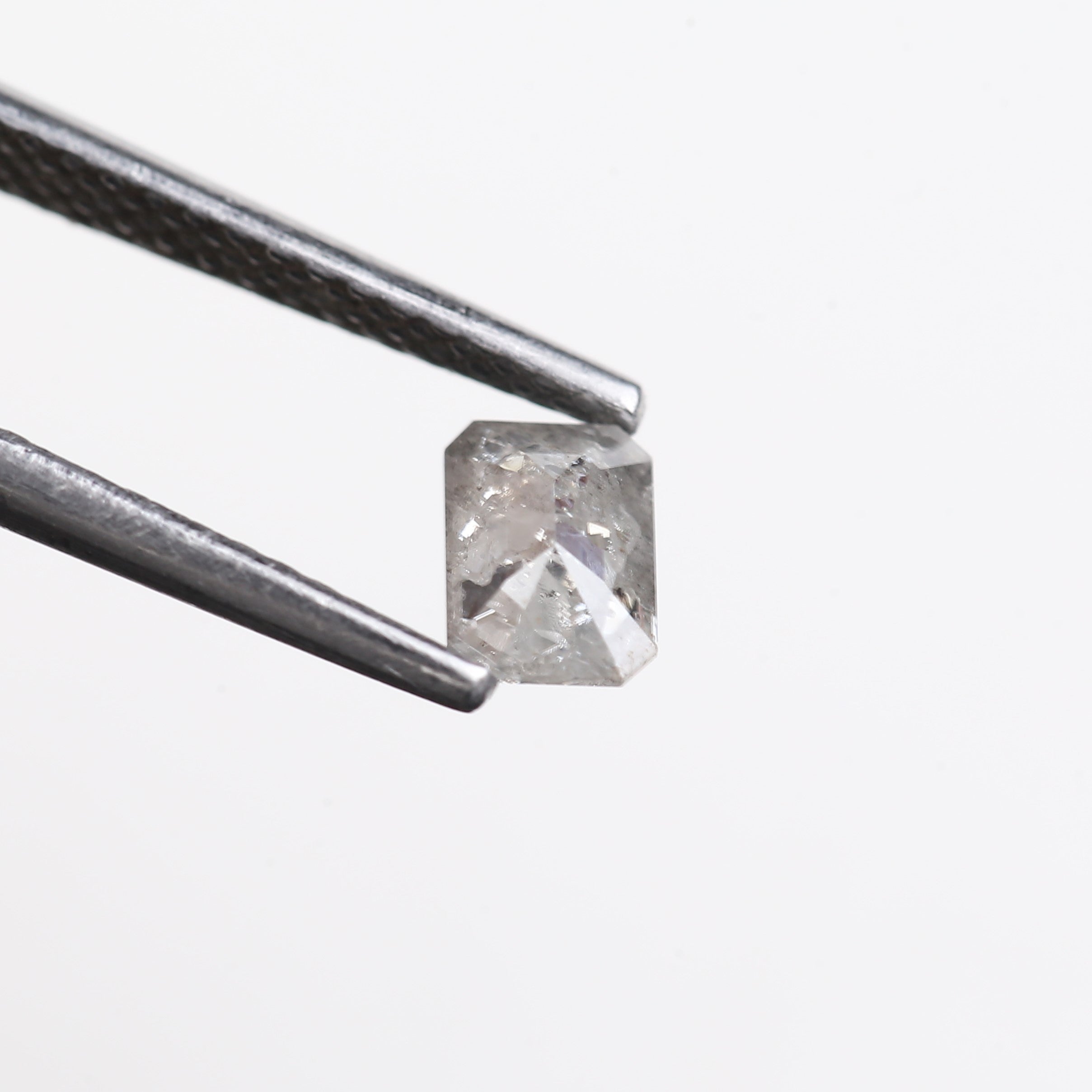 0.40 Carat Natural Salt And Pepper Diamond Icy Grey Emerald Diamond 5.24 MM