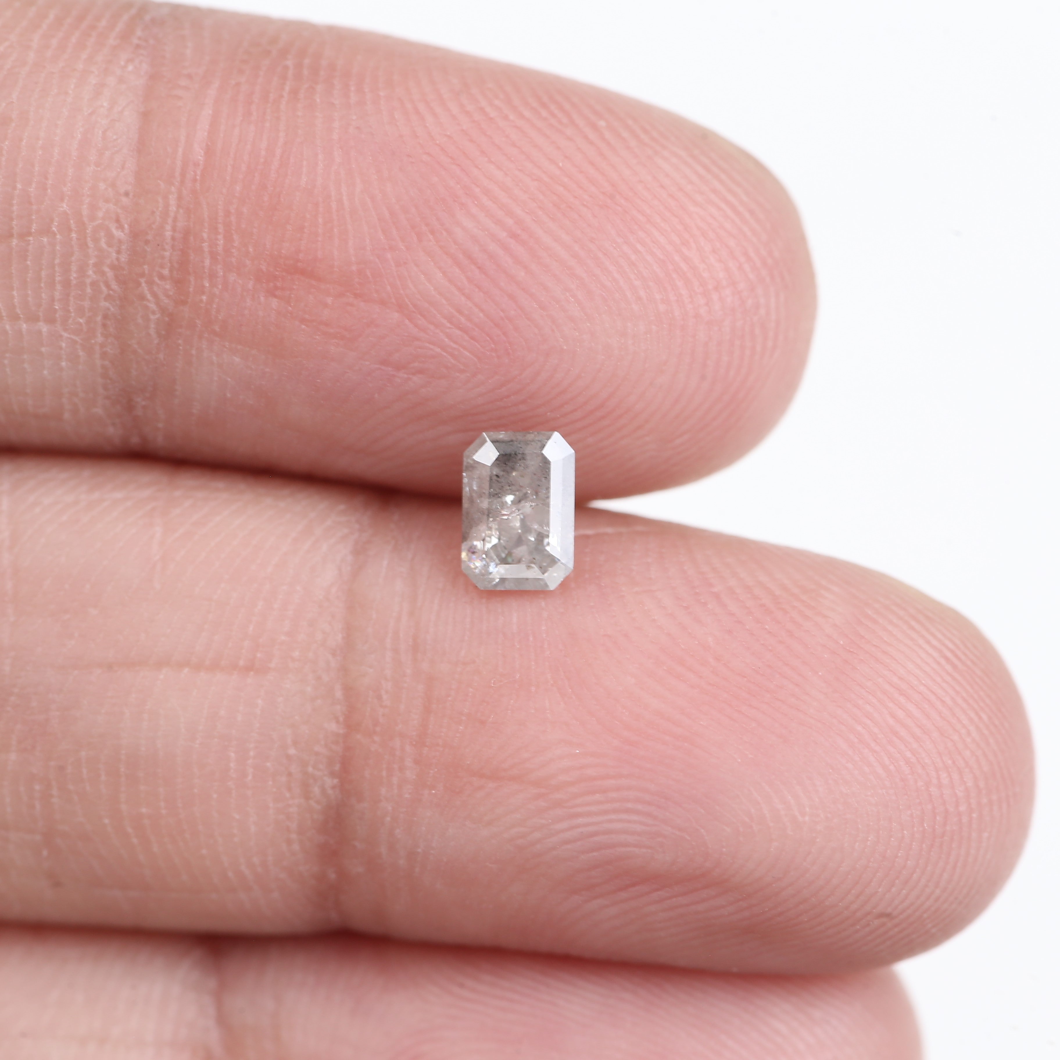 0.40 Carat Natural Salt And Pepper Diamond Icy Grey Emerald Diamond 5.24 MM