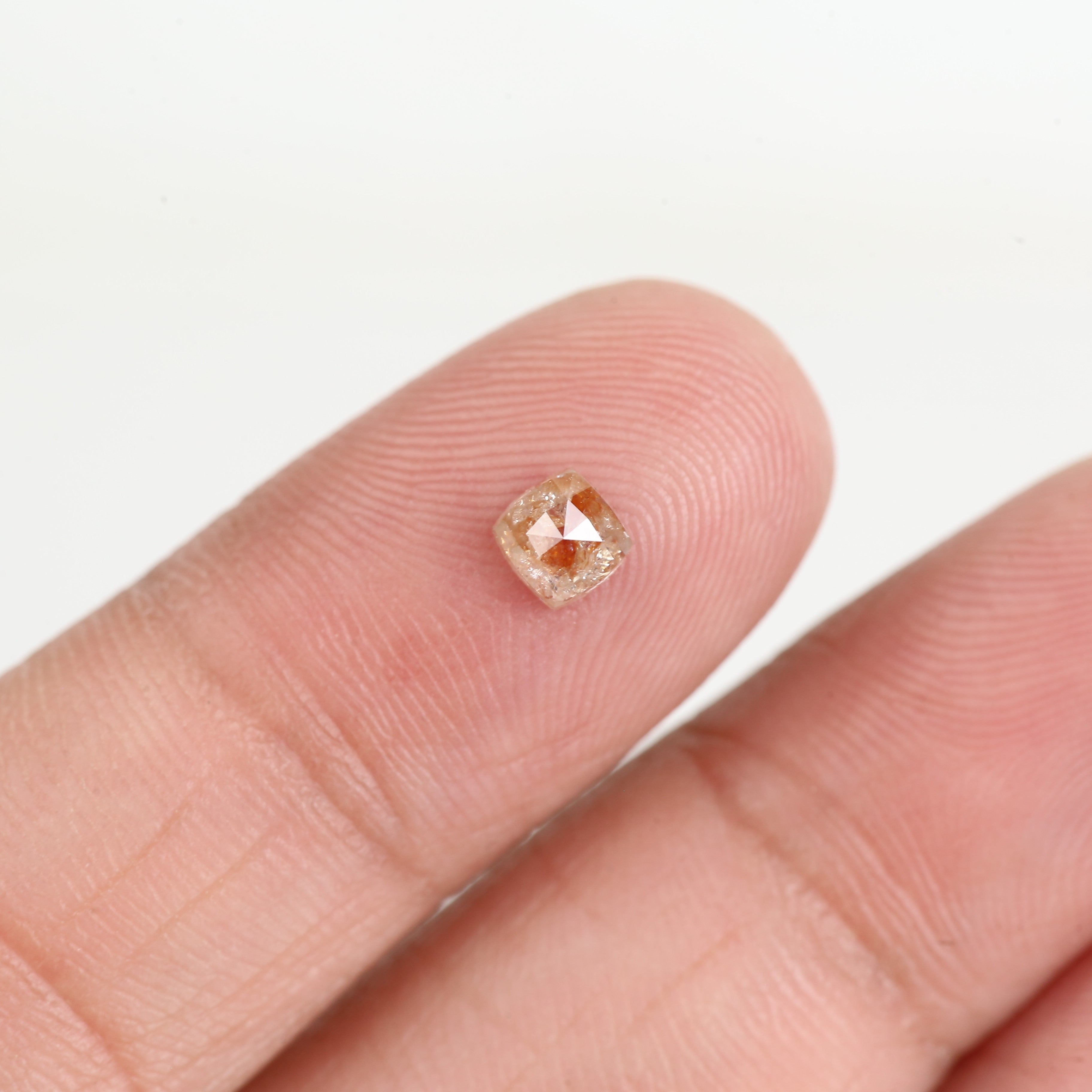 1.34 Ct Cushion Rose Cut Orange Salt and Pepper Diamond 6.4 MM