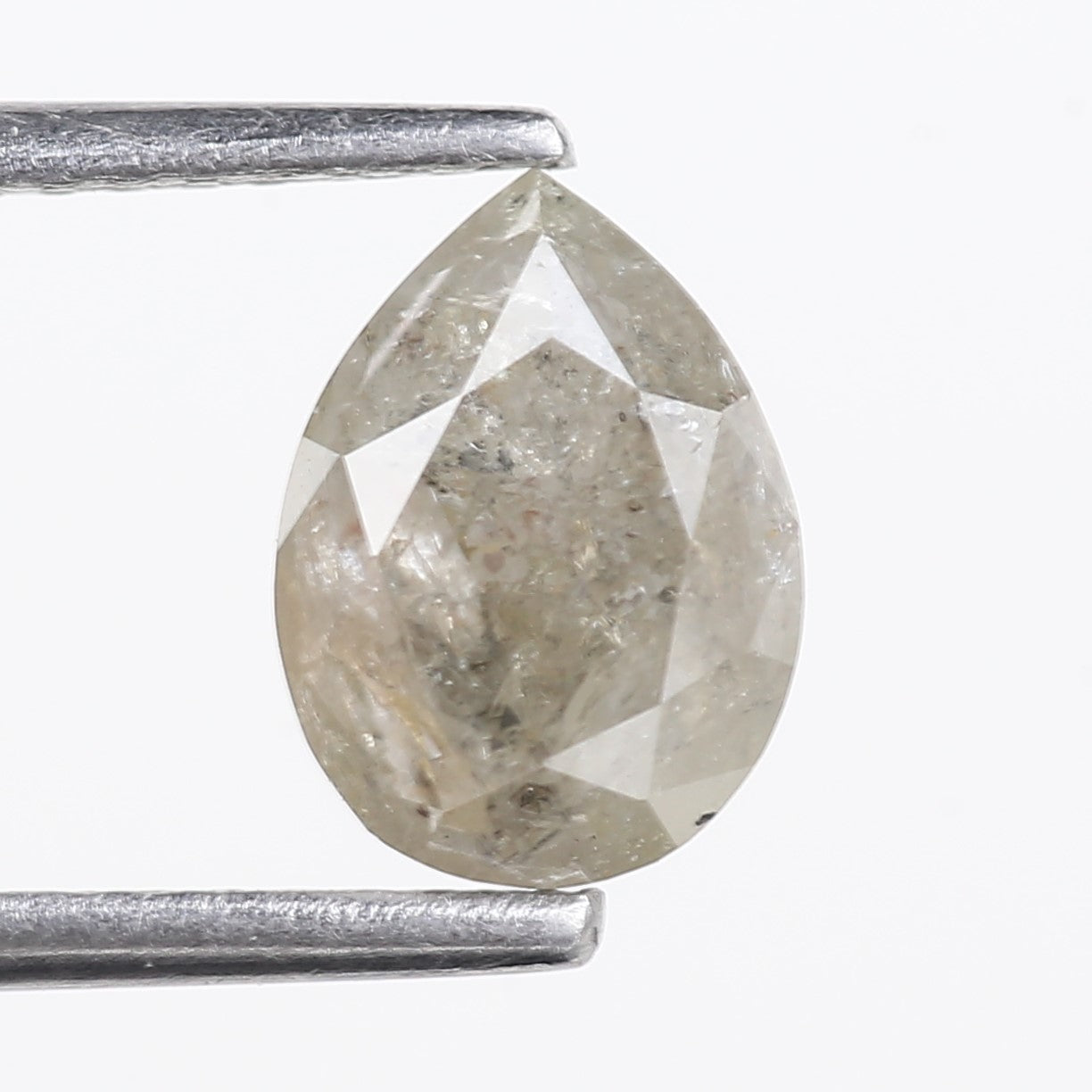 1.47 Carat Natural Gray Pear Salt and Pepper Diamond 8.04 MM