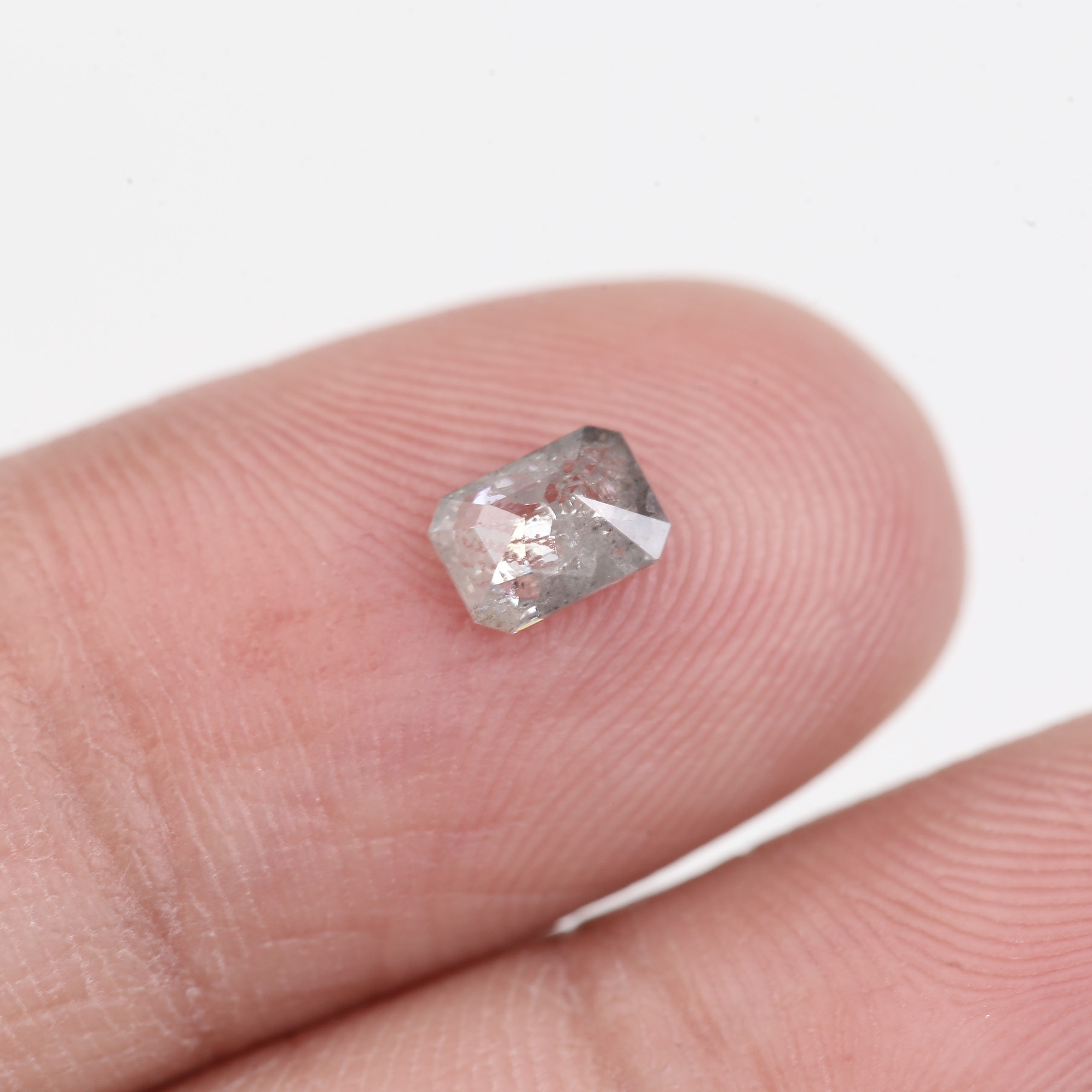 0.40 Carat Natural Salt And Pepper Diamond Icy Grey Emerald Diamond 5.24 MM