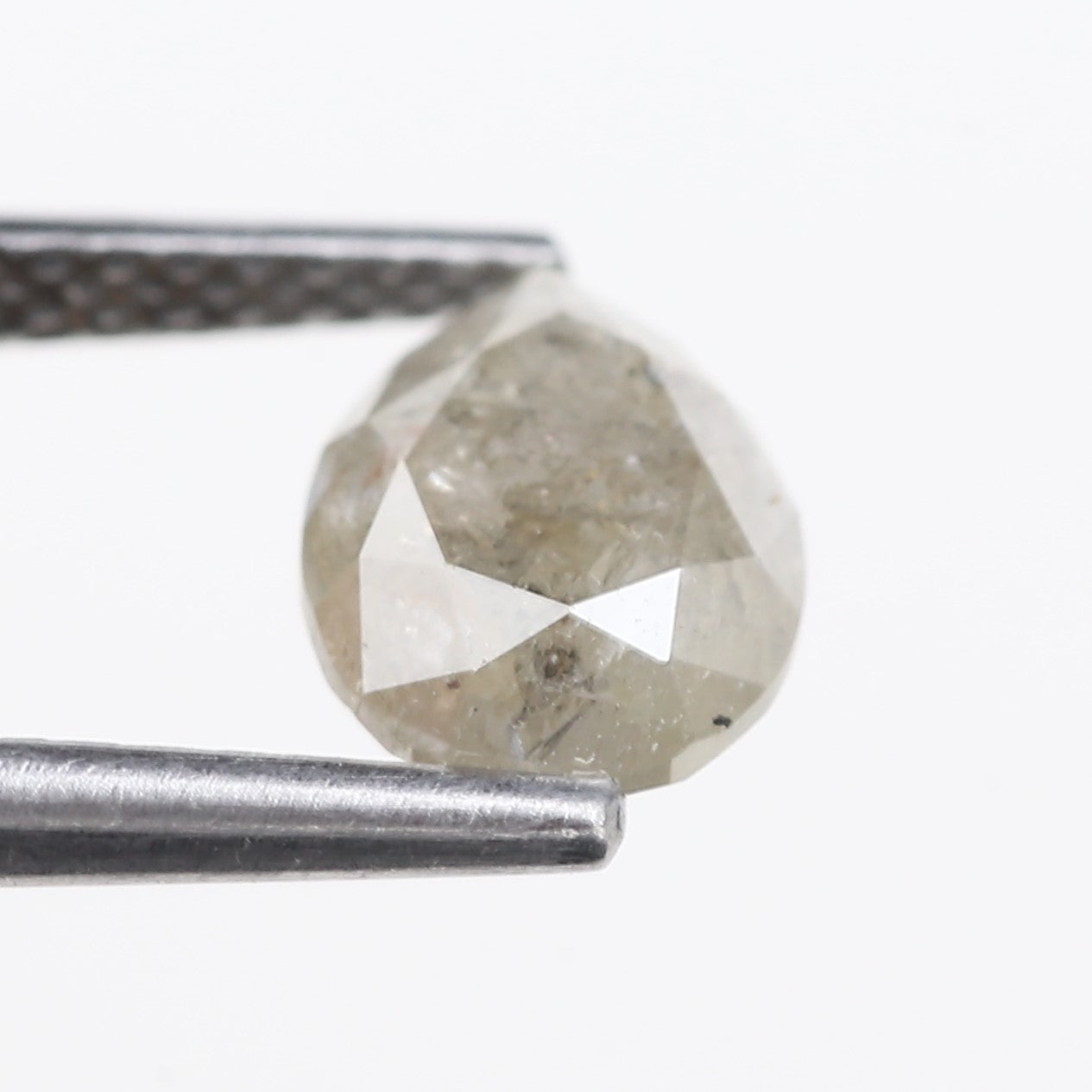 1.47 Carat Natural Gray Pear Salt and Pepper Diamond 8.04 MM