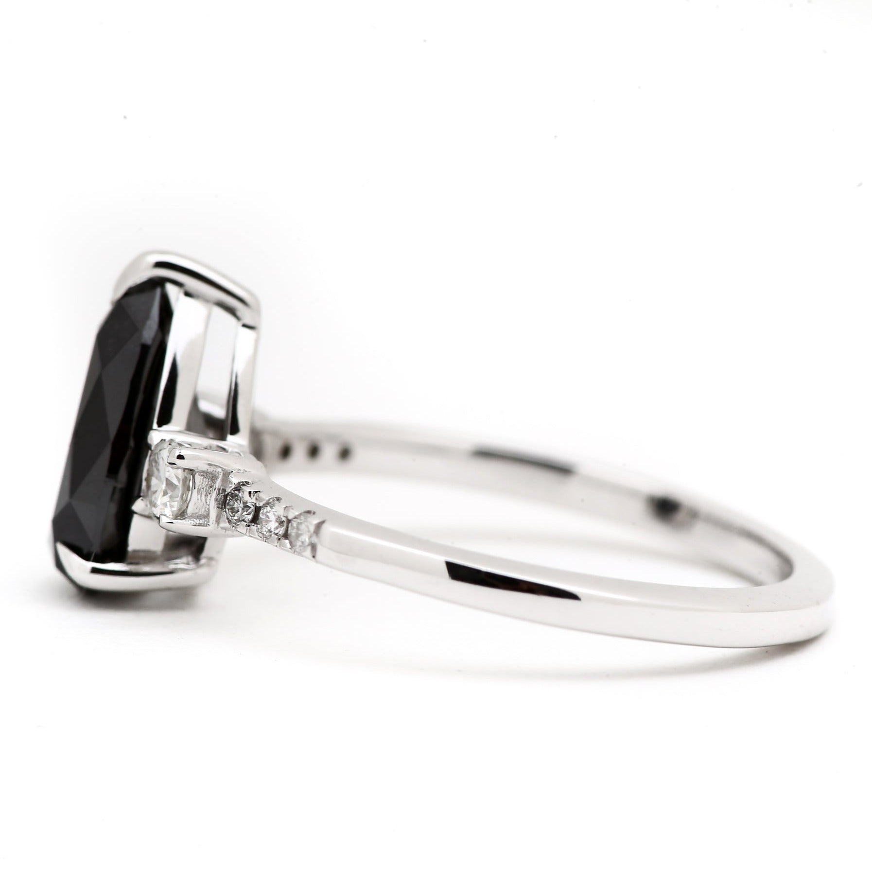 14k white gold black diamond ring