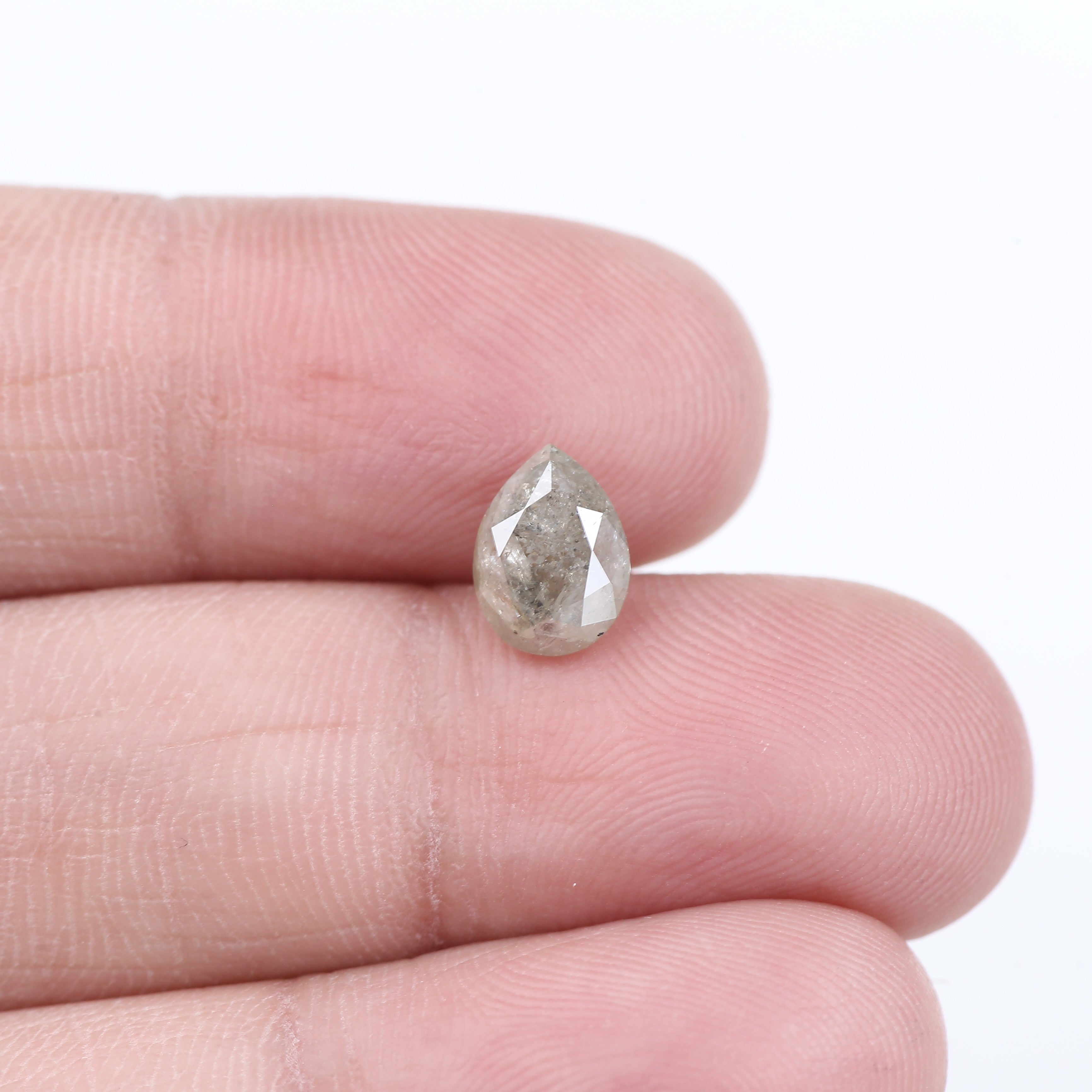 1.47 Carat Natural Gray Pear Salt and Pepper Diamond 8.04 MM