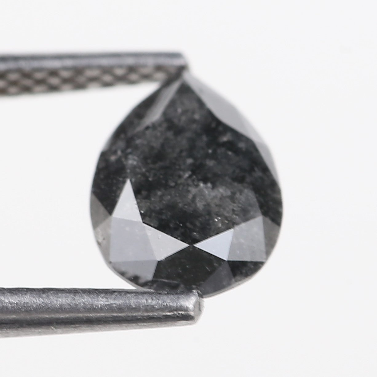 1 Ct Natural Pear Salt And Pepper Dark Gray Diamond 7.93 MM