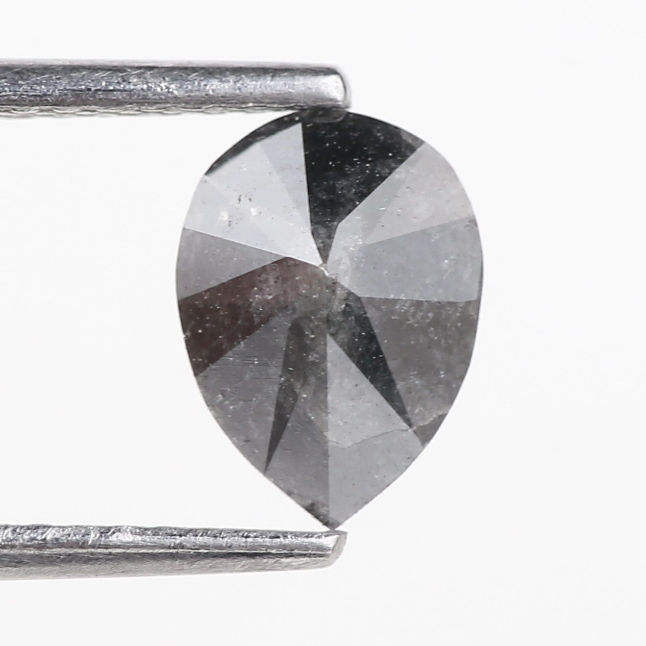 1 Ct Natural Pear Salt And Pepper Dark Gray Diamond 7.93 MM