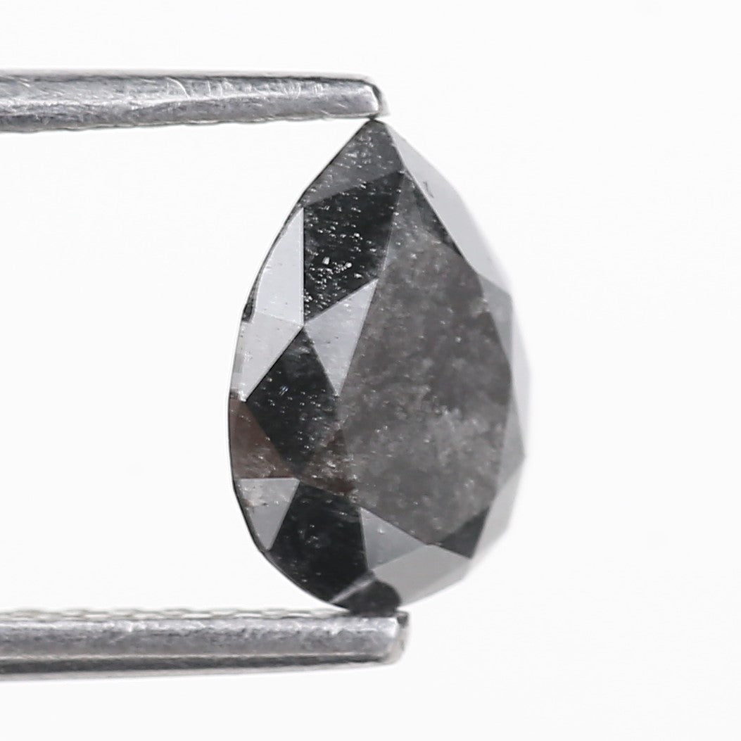 1 Ct Natural Pear Salt And Pepper Dark Gray Diamond 7.93 MM