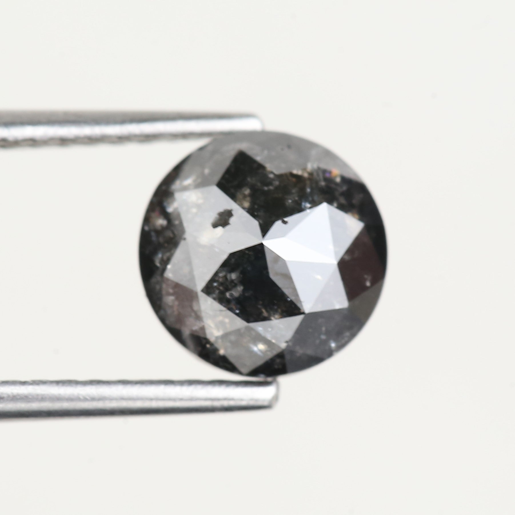 1.56 Carat Black Natural Rose Cut Salt and Pepper Diamond 7.2 MM