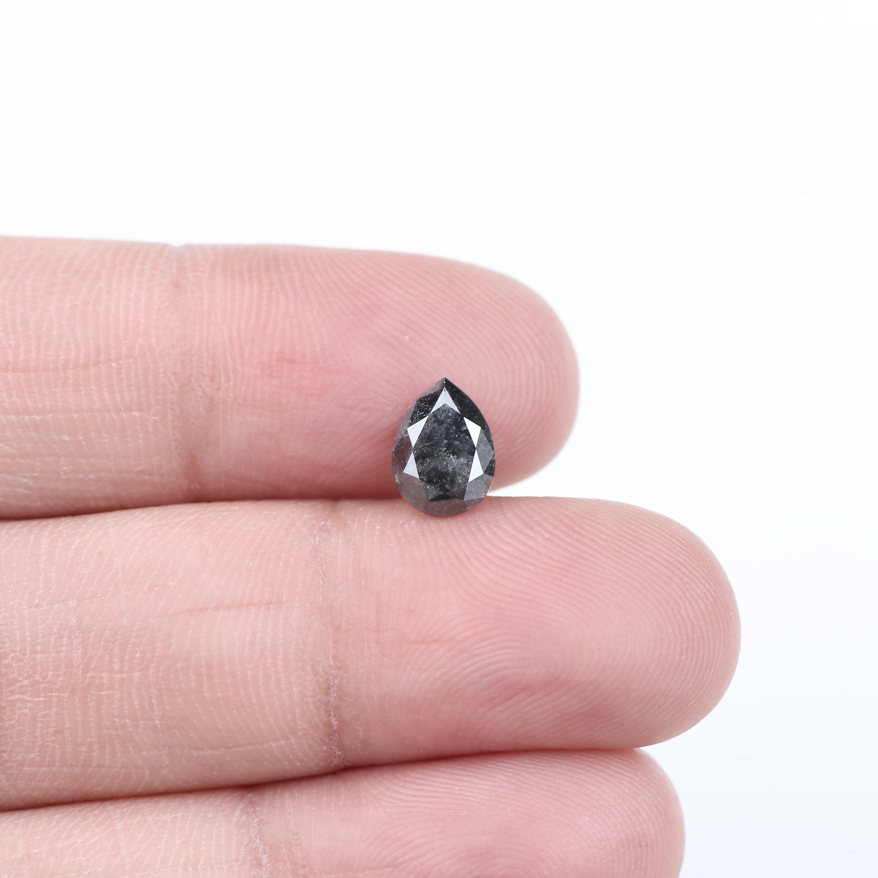 1 Ct Natural Pear Salt And Pepper Dark Gray Diamond 7.93 MM