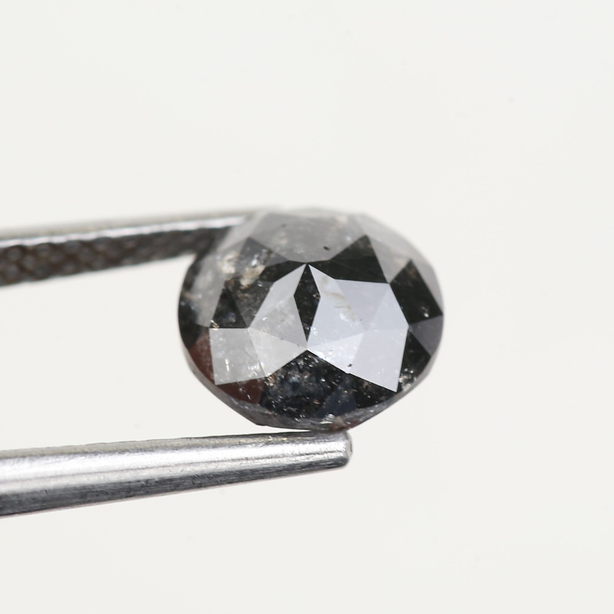 1.56 Carat Black Natural Rose Cut Salt and Pepper Diamond 7.2 MM