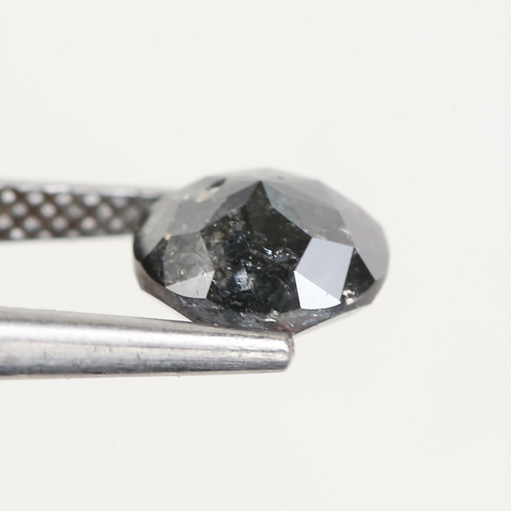 1.56 Carat Black Natural Rose Cut Salt and Pepper Diamond 7.2 MM
