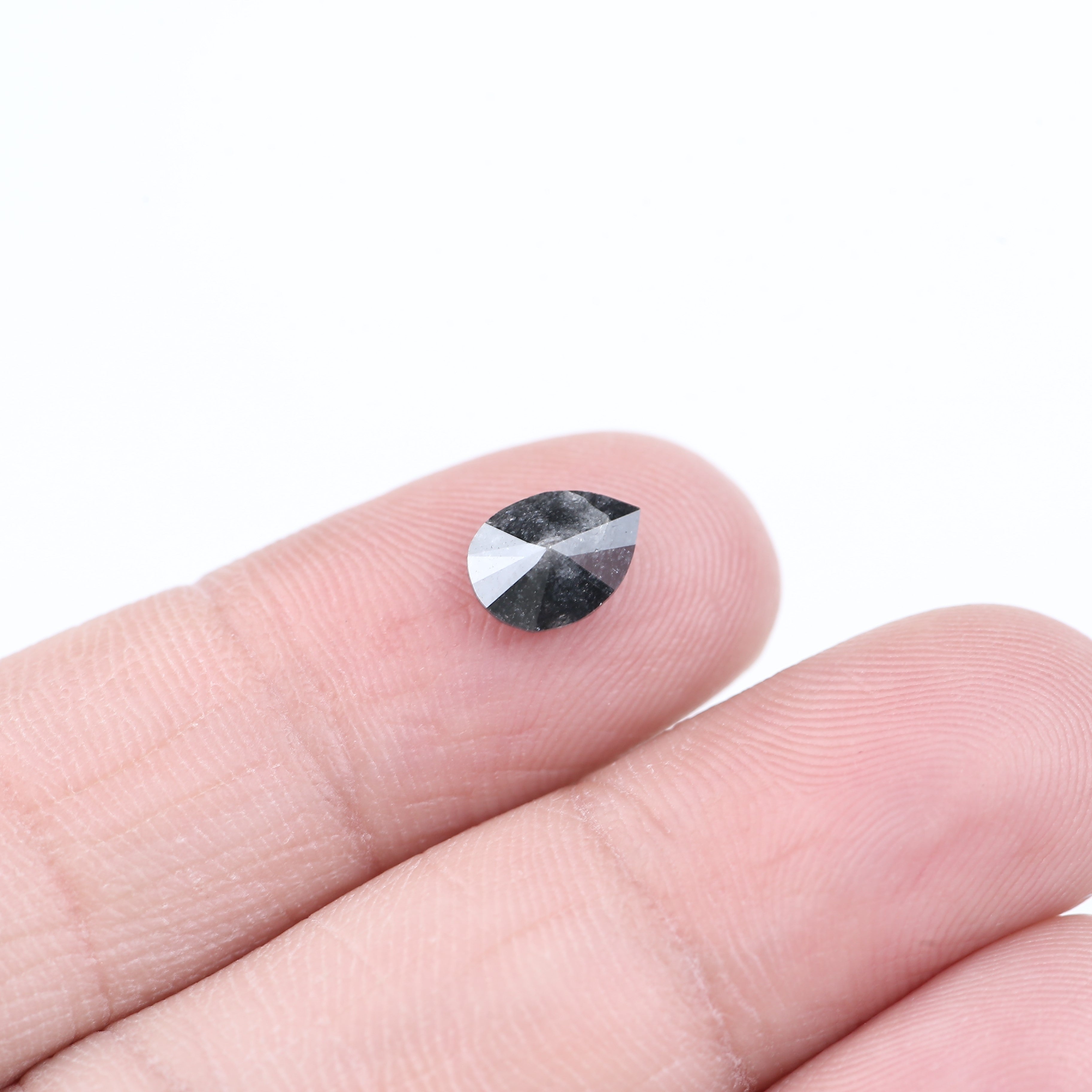 1 Ct Natural Pear Salt And Pepper Dark Gray Diamond 7.93 MM