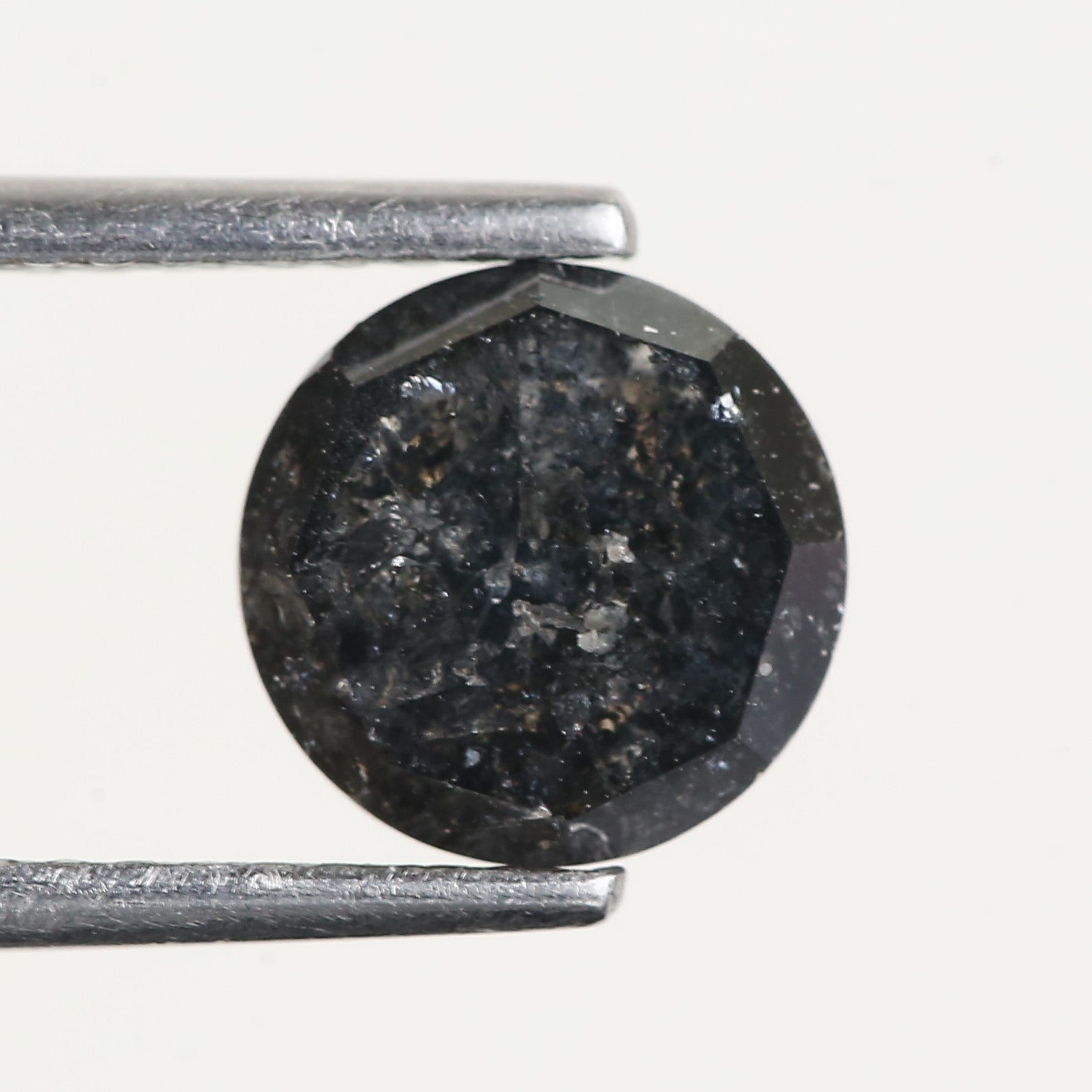 1.56 Carat Black Natural Rose Cut Salt and Pepper Diamond 7.2 MM