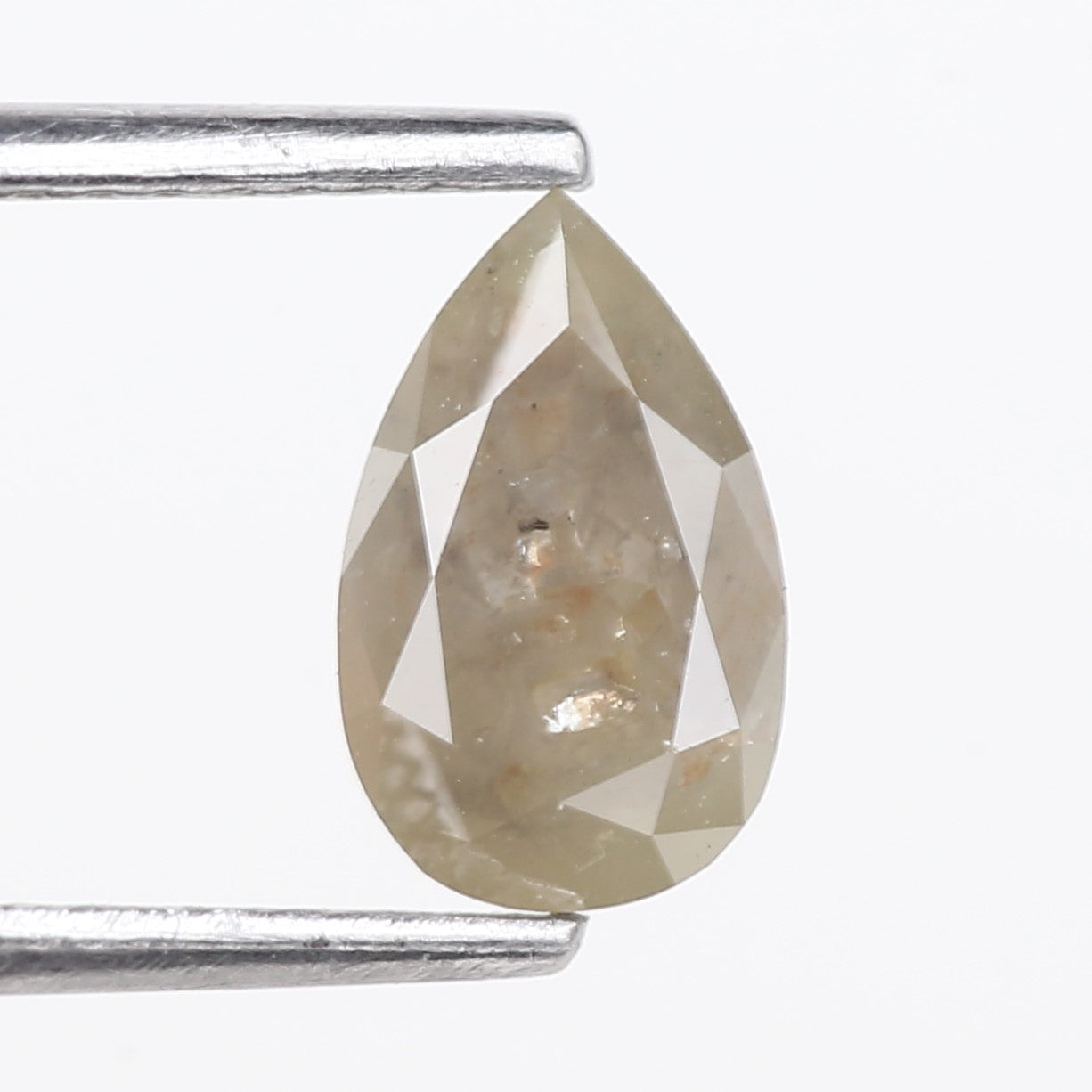 0.96 Carat Natural Gray Pear Cut Salt and Pepper Diamond 8.13 MM