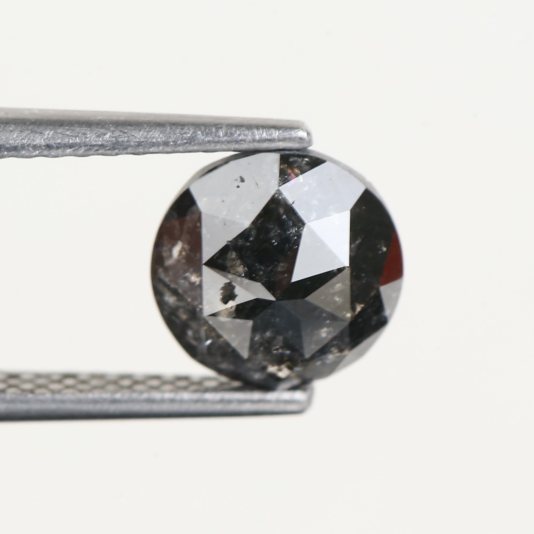 1.56 Carat Black Natural Rose Cut Salt and Pepper Diamond 7.2 MM