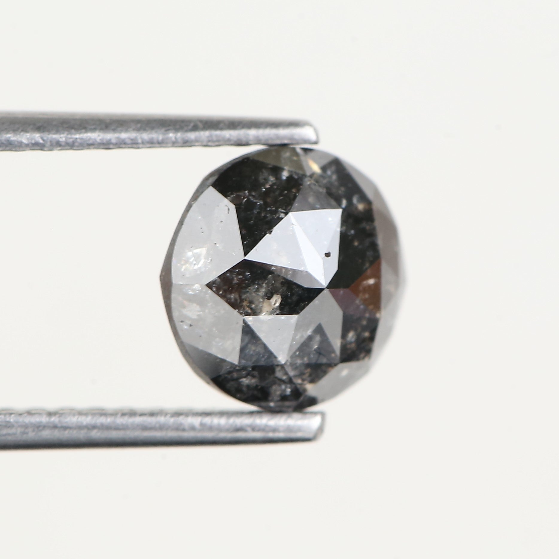 1.56 Carat Black Natural Rose Cut Salt and Pepper Diamond 7.2 MM