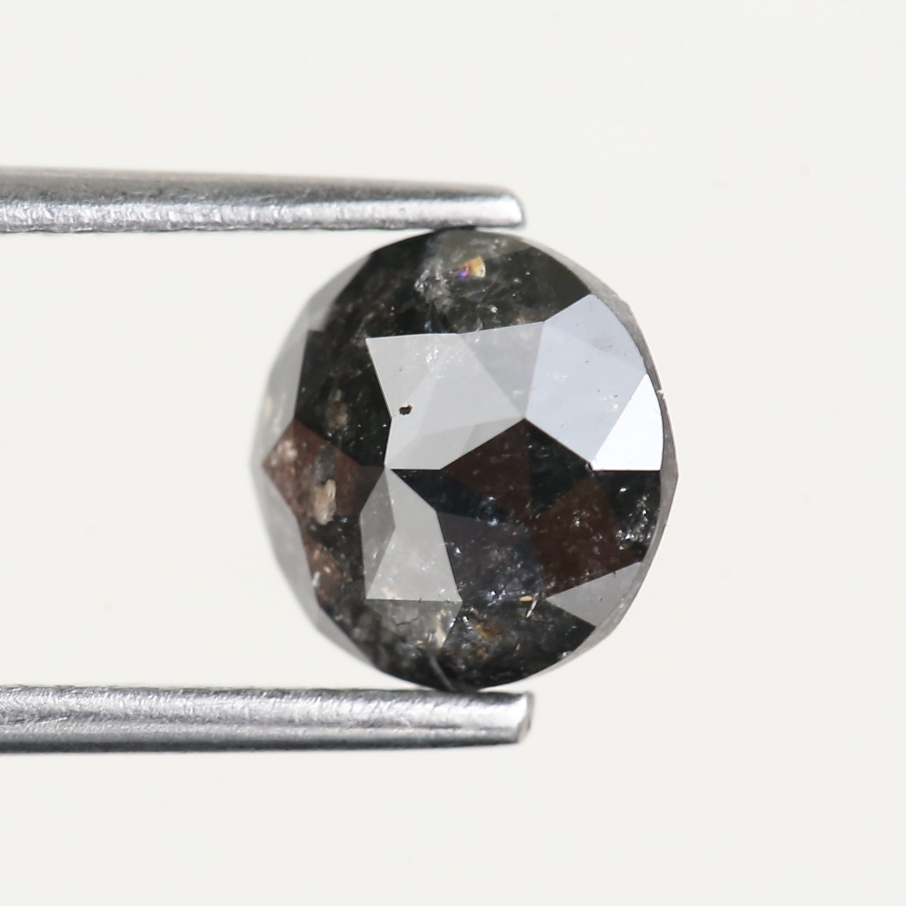 1.56 Carat Black Natural Rose Cut Salt and Pepper Diamond 7.2 MM