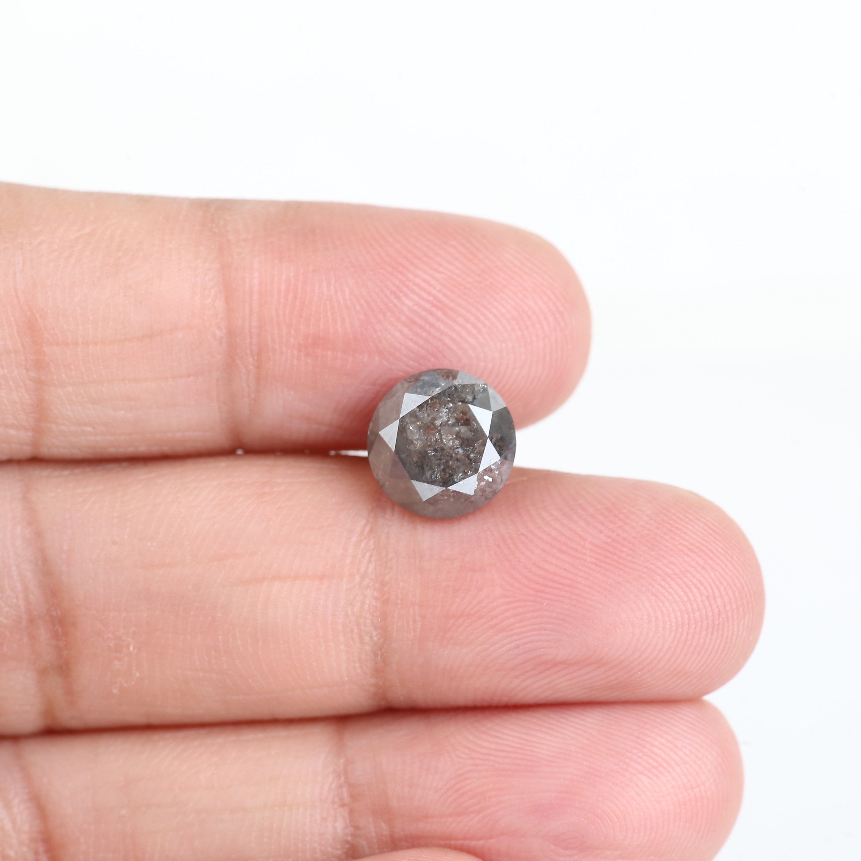 4 Carat Natural Grey Round Salt and Pepper Diamond 9 MM